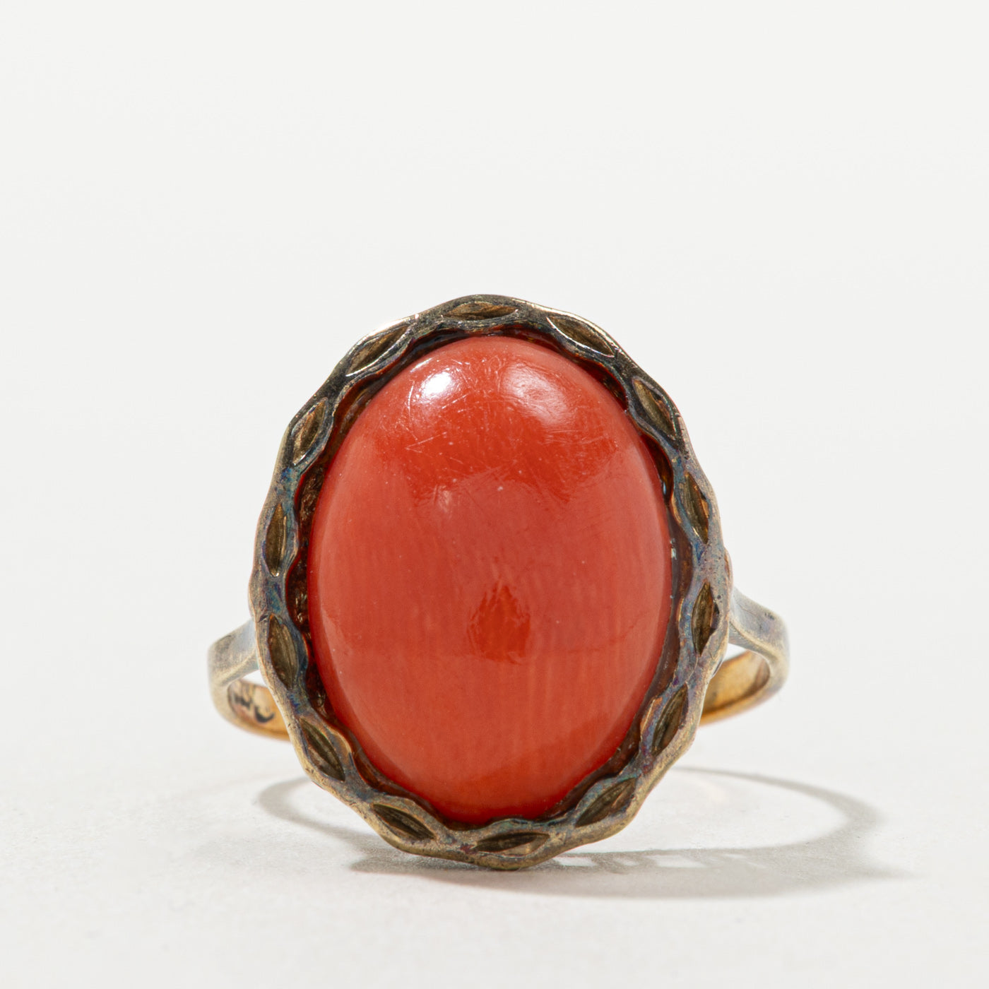 Bezel Set Coral Textured Cocktail Ring | 7.50ct | SZ 8.5