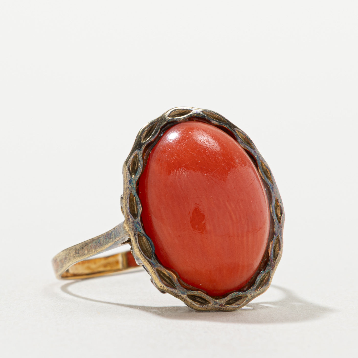 Bezel Set Coral Textured Cocktail Ring | 7.50ct | SZ 8.5