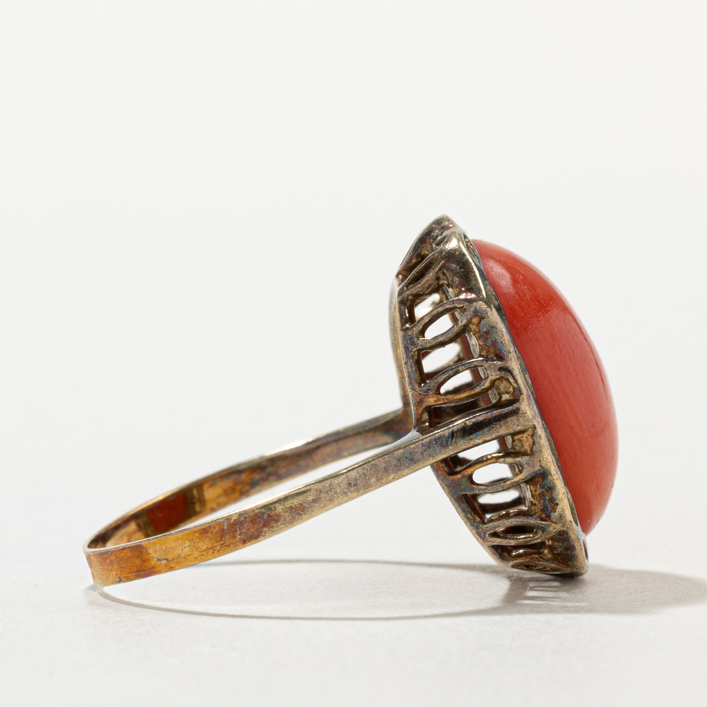 Bezel Set Coral Textured Cocktail Ring | 7.50ct | SZ 8.5