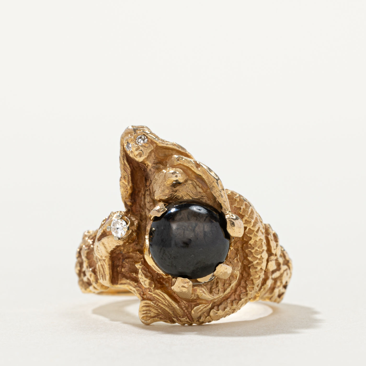 14k Star Sapphire & Diamond Mermaid Ring | 3.00ct, 0.02ctw | SZ 7.25