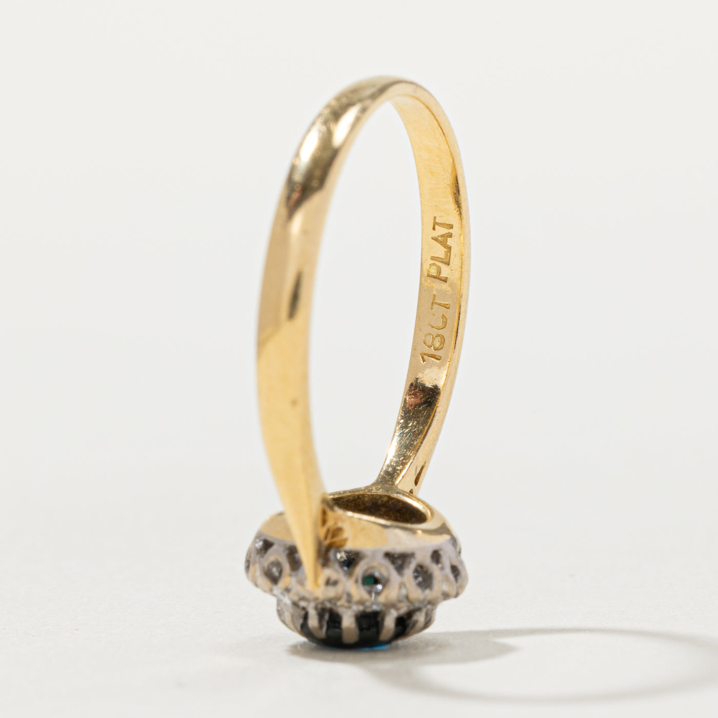18k Sapphire & Diamond Halo Ring | 0.50ct, 0.06ctw | SZ 6.25