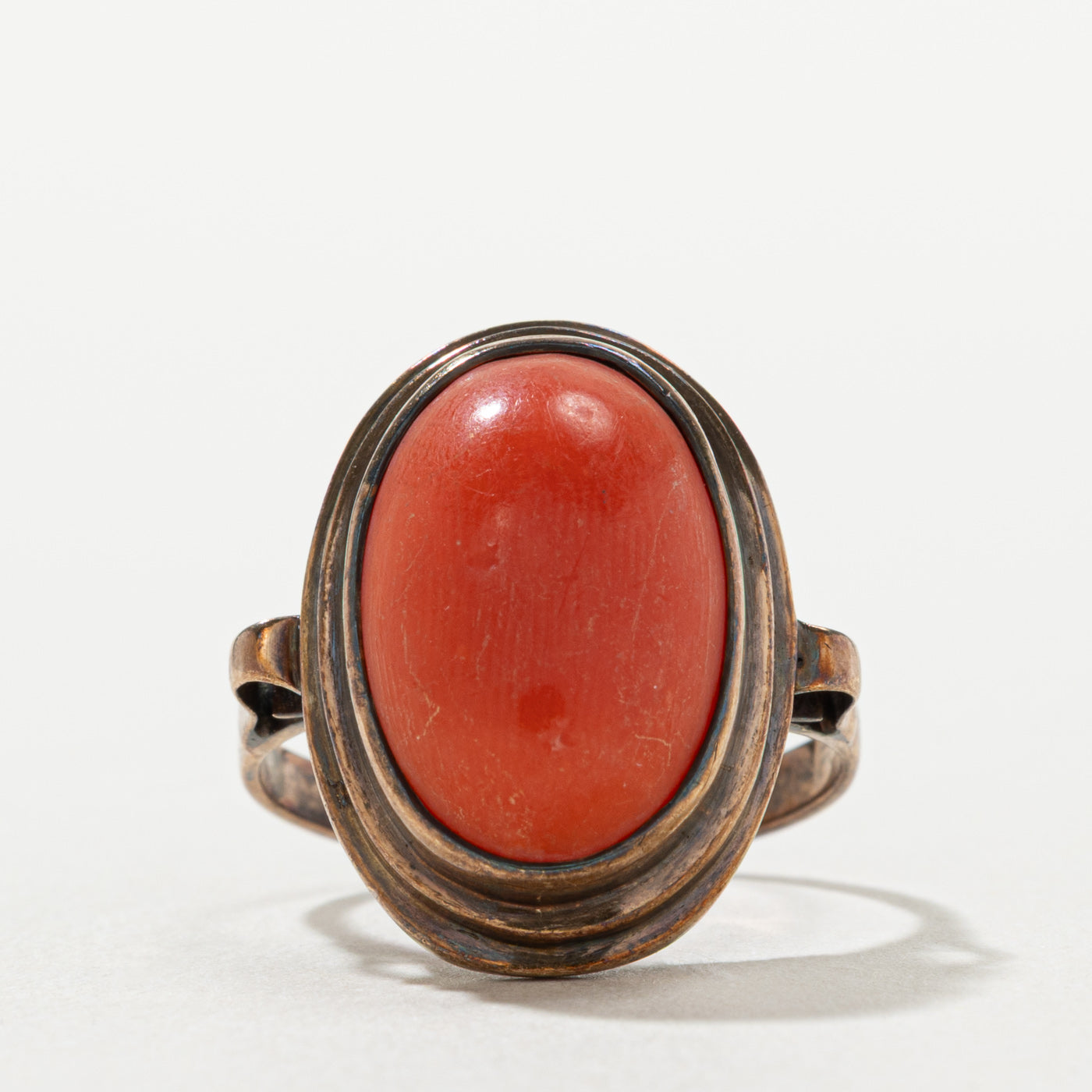 Bezel Set Coral Cocktail Ring | 6.00ct | SZ 6.75