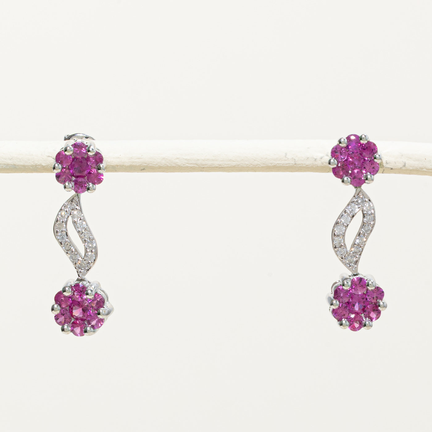 18k Synthetic Sapphire & Natural Diamond Drop Earrings | 1.95ctw, 0.21ctw