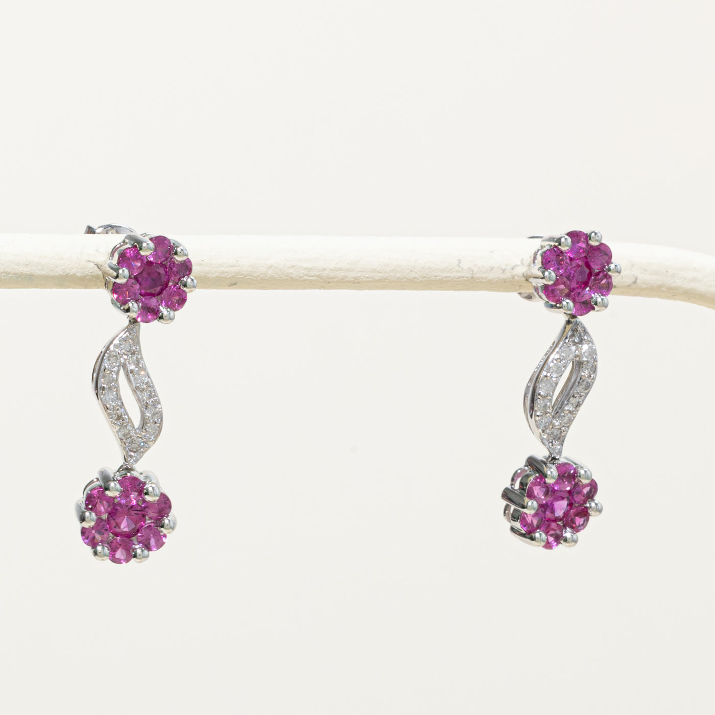 18k Synthetic Sapphire & Natural Diamond Drop Earrings | 1.95ctw, 0.21ctw