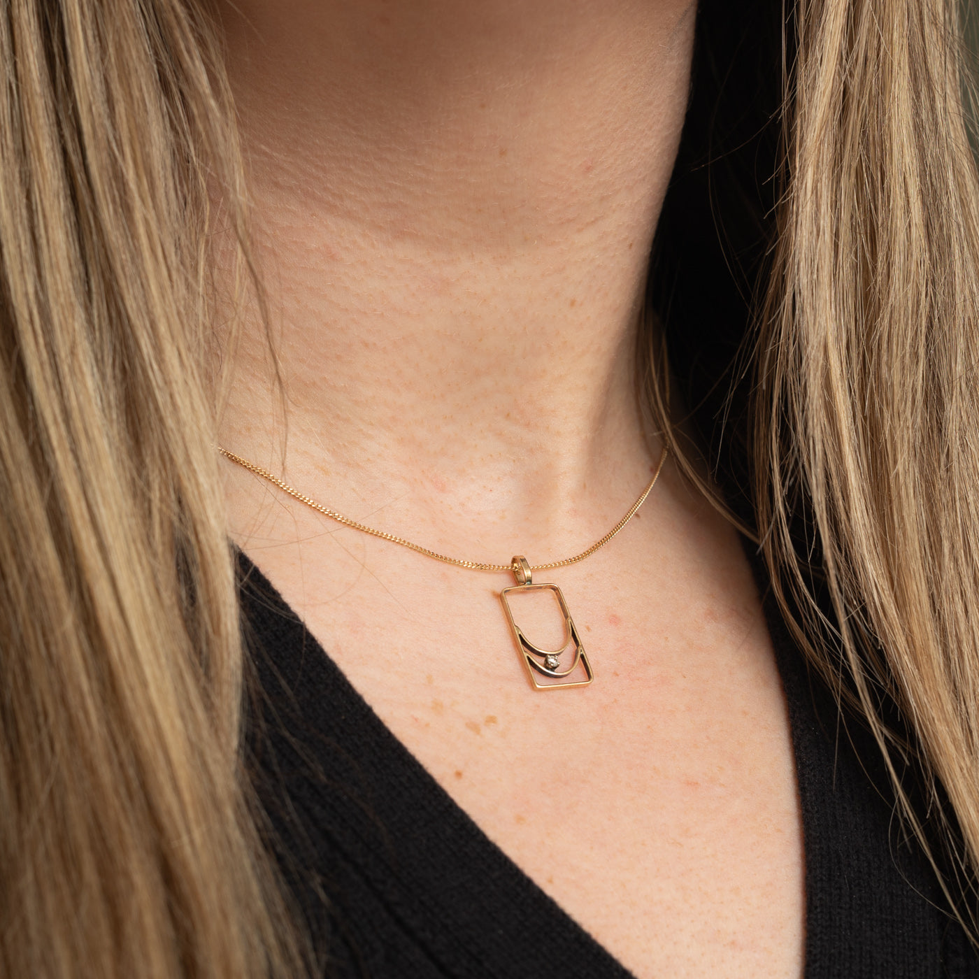 10k Diamond Openwork Geometric Pendant