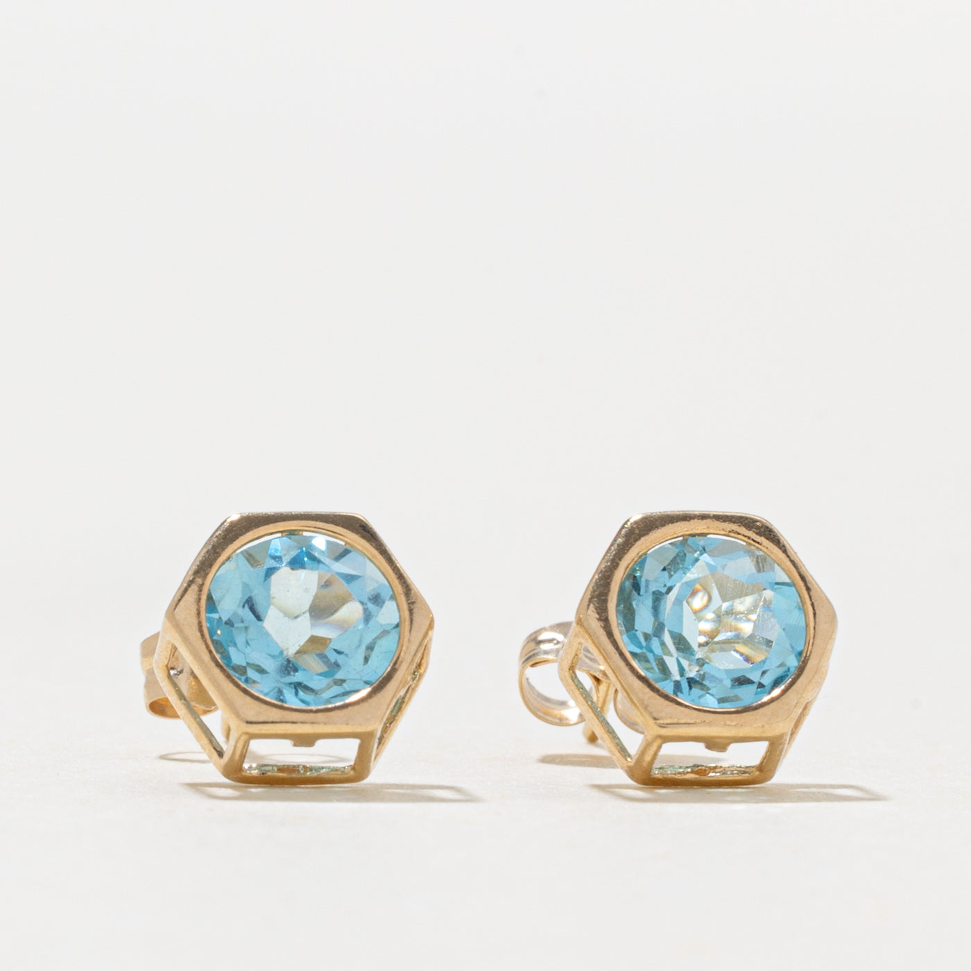 14k Topaz Geometric Stud Earrings | 1.20ctw