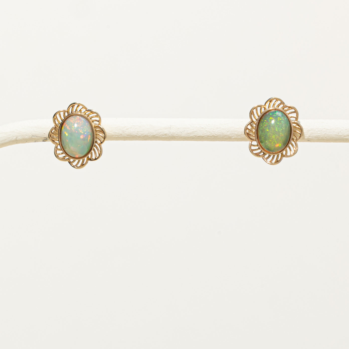 14k Opal Floral Stud Earrings | 2.20ctw