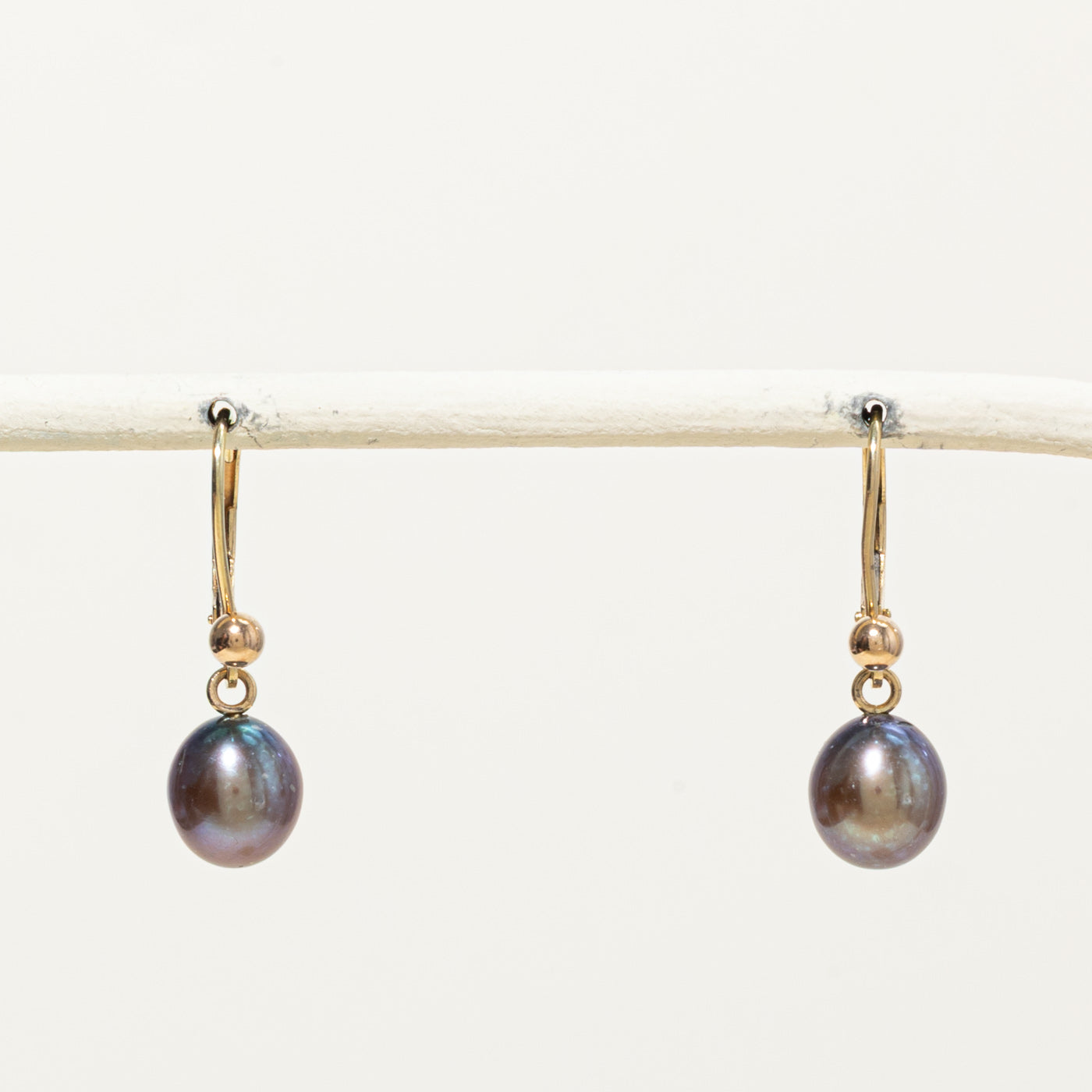 14k Black Pearl Drop Earrings