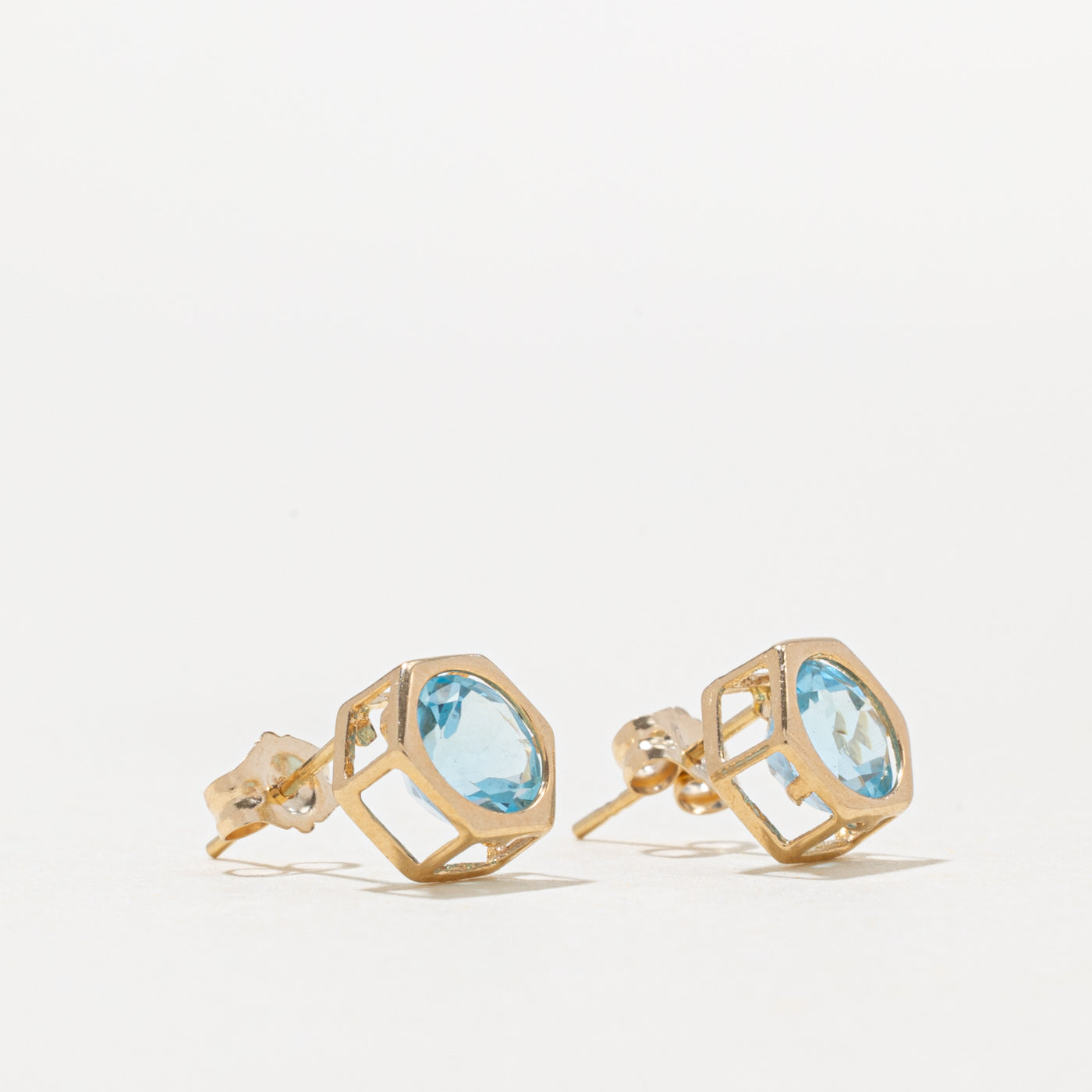 14k Topaz Geometric Stud Earrings | 1.20ctw
