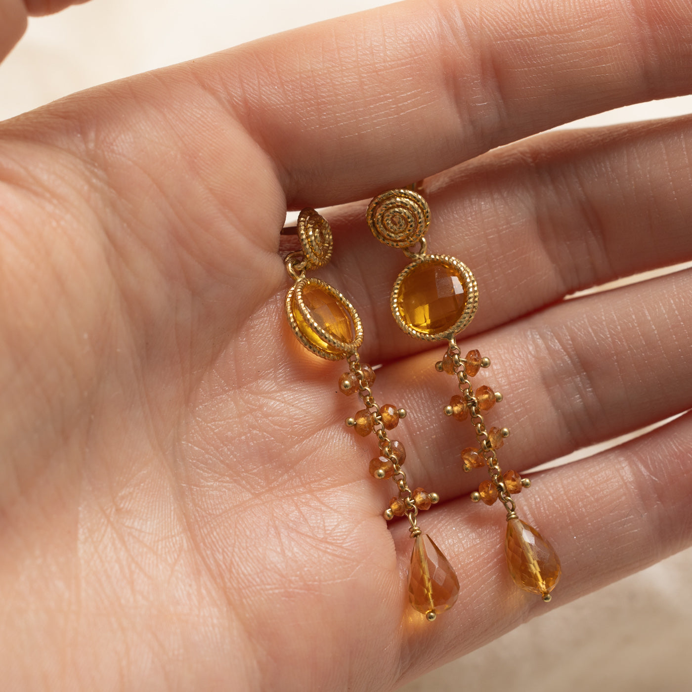 Italian 18k Citrine Drop Earrings | 4.60ctw