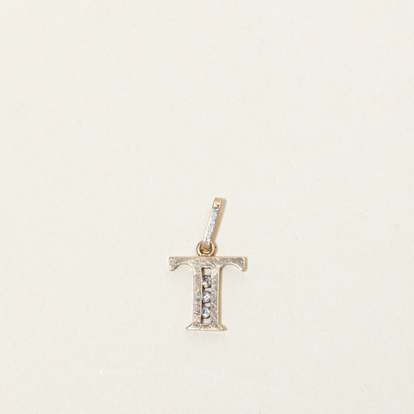 10k Diamond "T" Initial Pendant