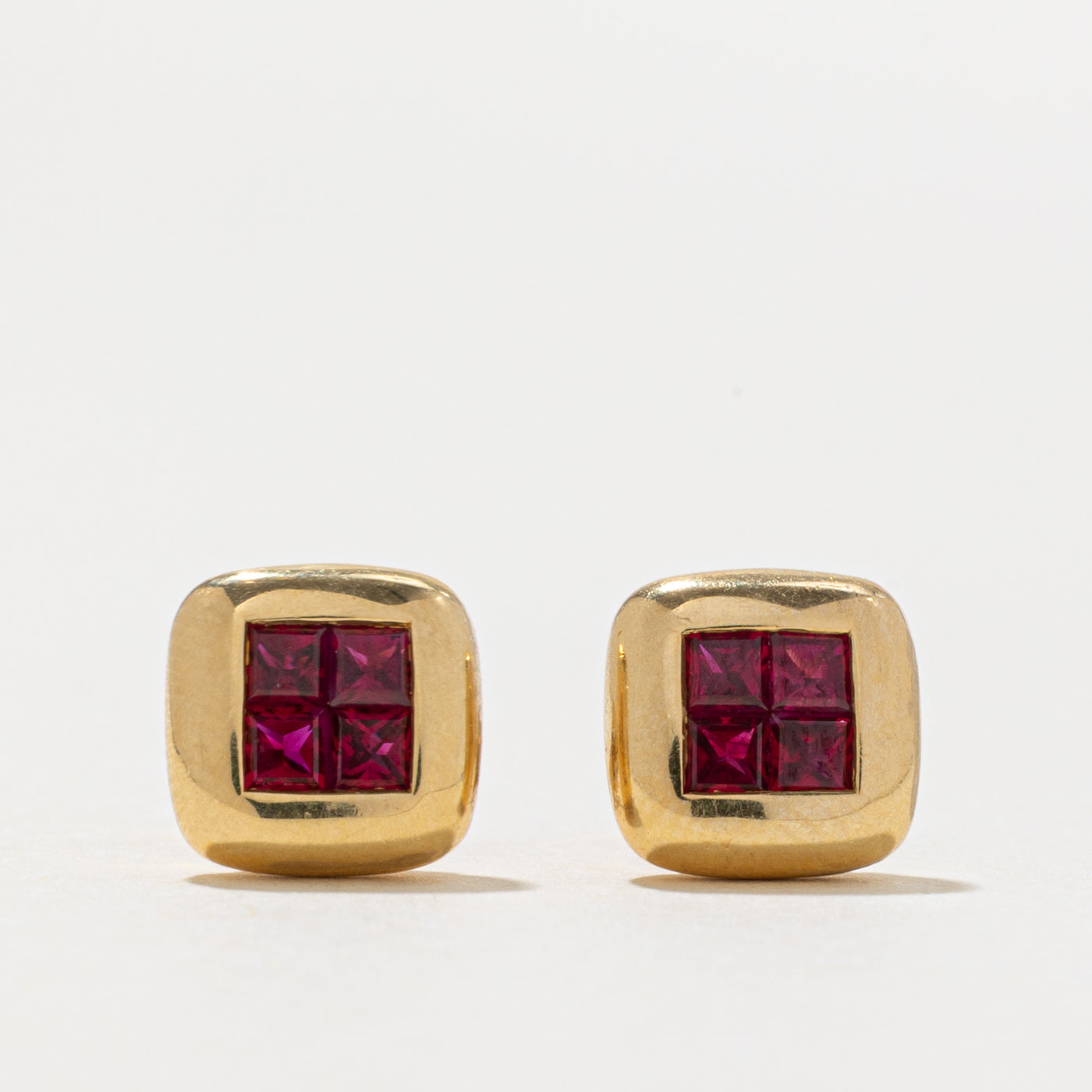 18k Invisible Set Ruby Stud Earrings | 0.28ctw