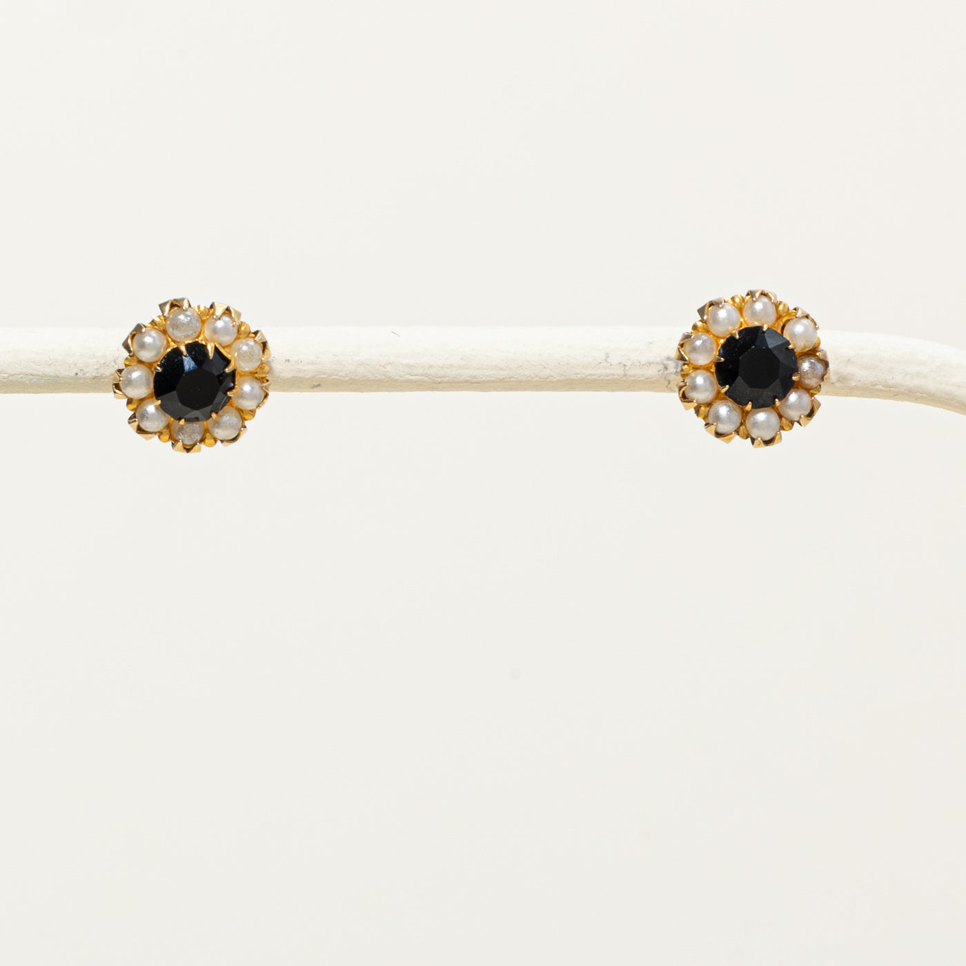 Pasté Glass & Seed Pearl Halo Stud Earrings | 1.00ctw, 1.70ctw
