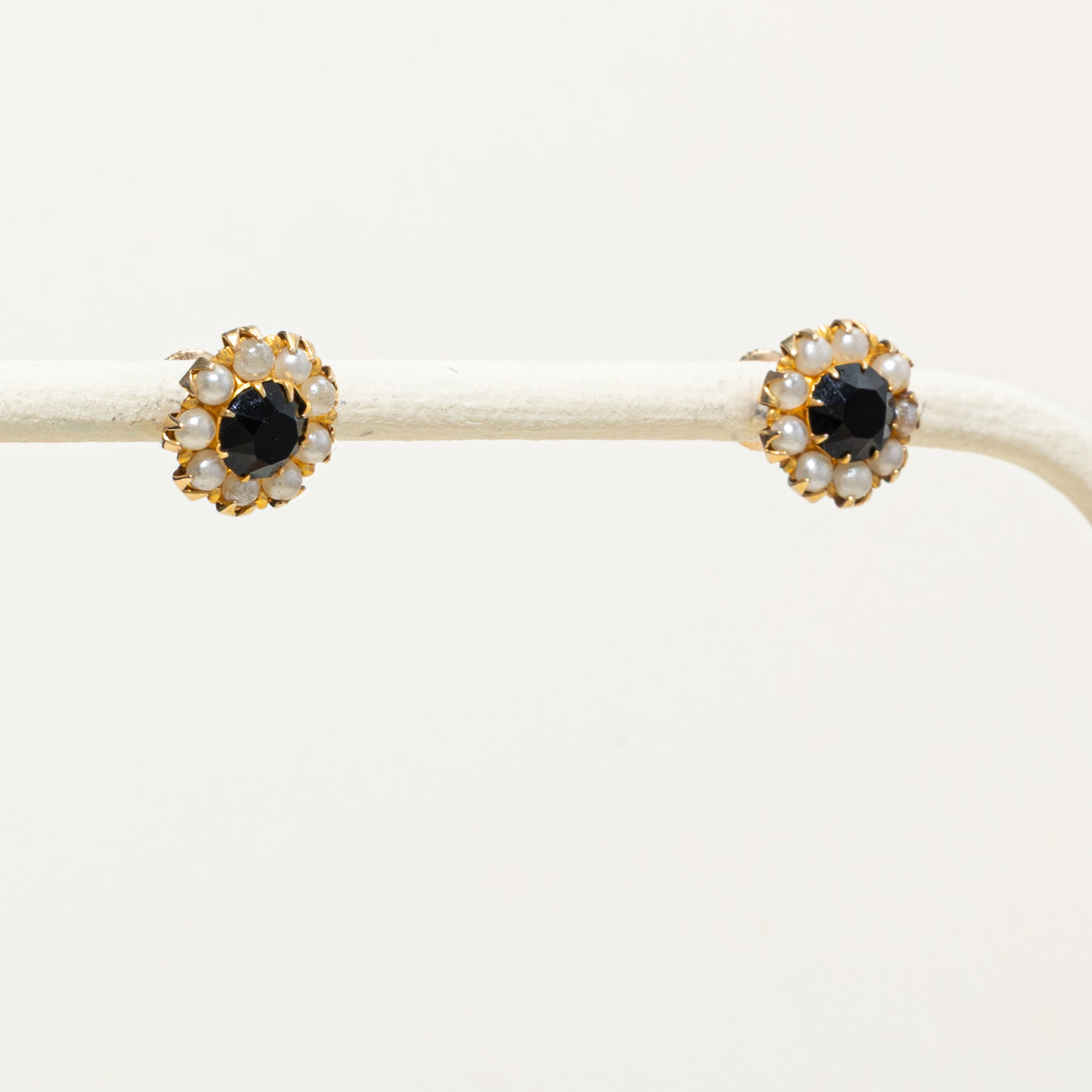 Pasté Glass & Seed Pearl Halo Stud Earrings | 1.00ctw, 1.70ctw