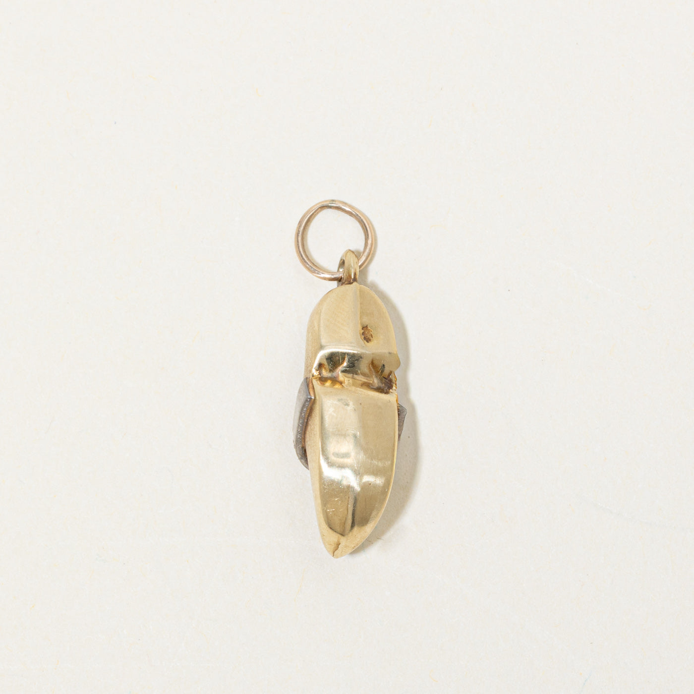 Dutch 14k Diamond Wooden Clog Shoe Charm