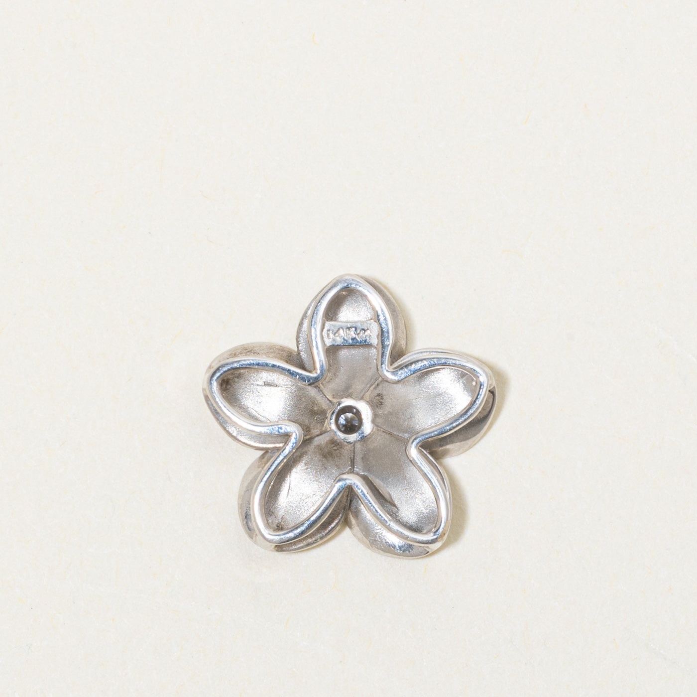 14k Diamond Matte Flower Pendant