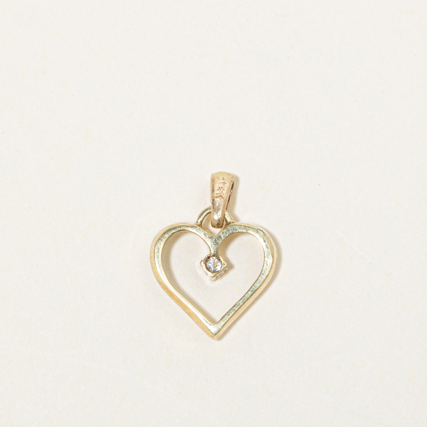 14k Dangling Diamond Heart Pendant