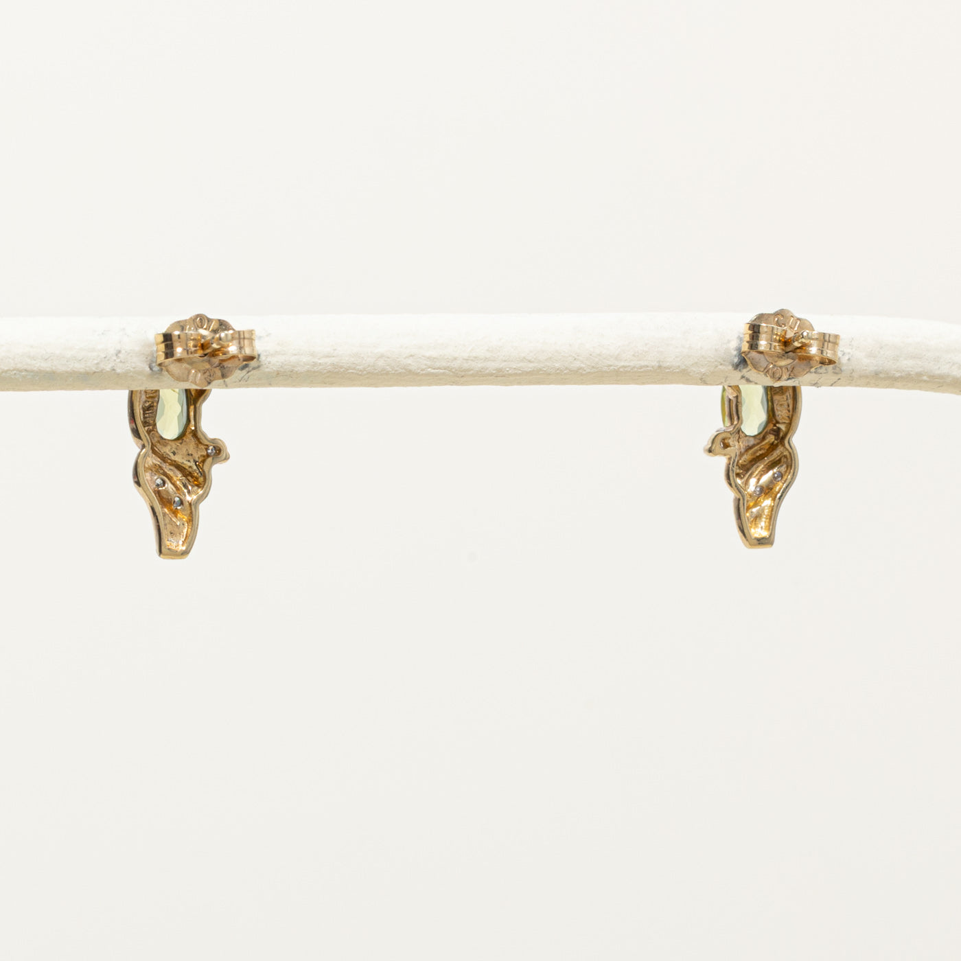 10k Peridot & Diamond Earrings | 0.40ctw, 0.03ctw