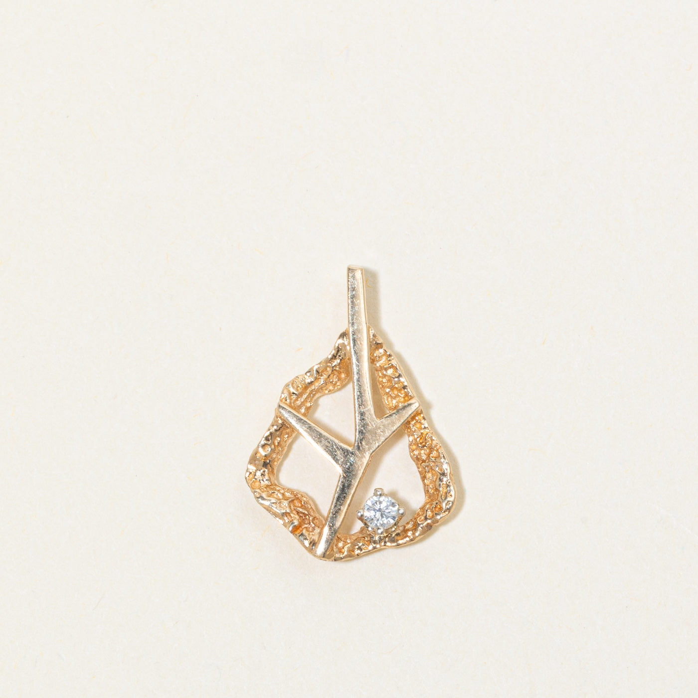 14k Diamond Nuggety Abstract Pendant