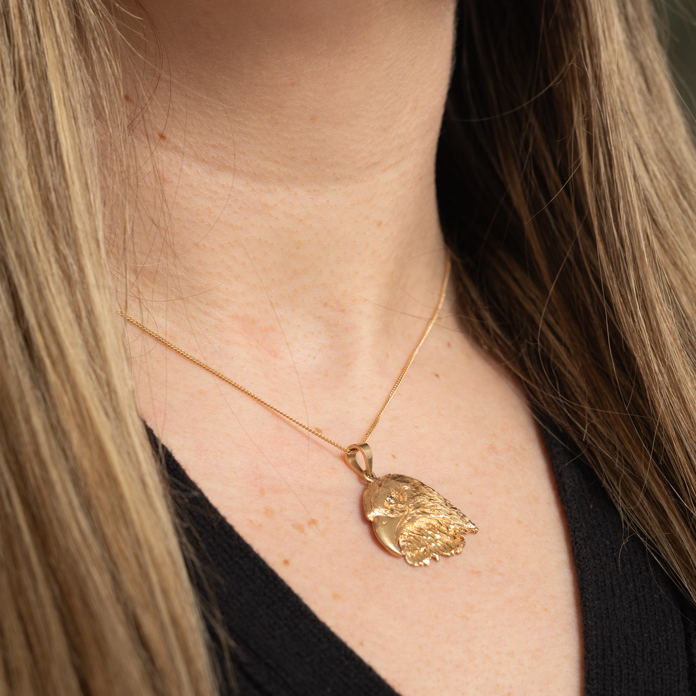 10k Diamond Eagle Head Pendant
