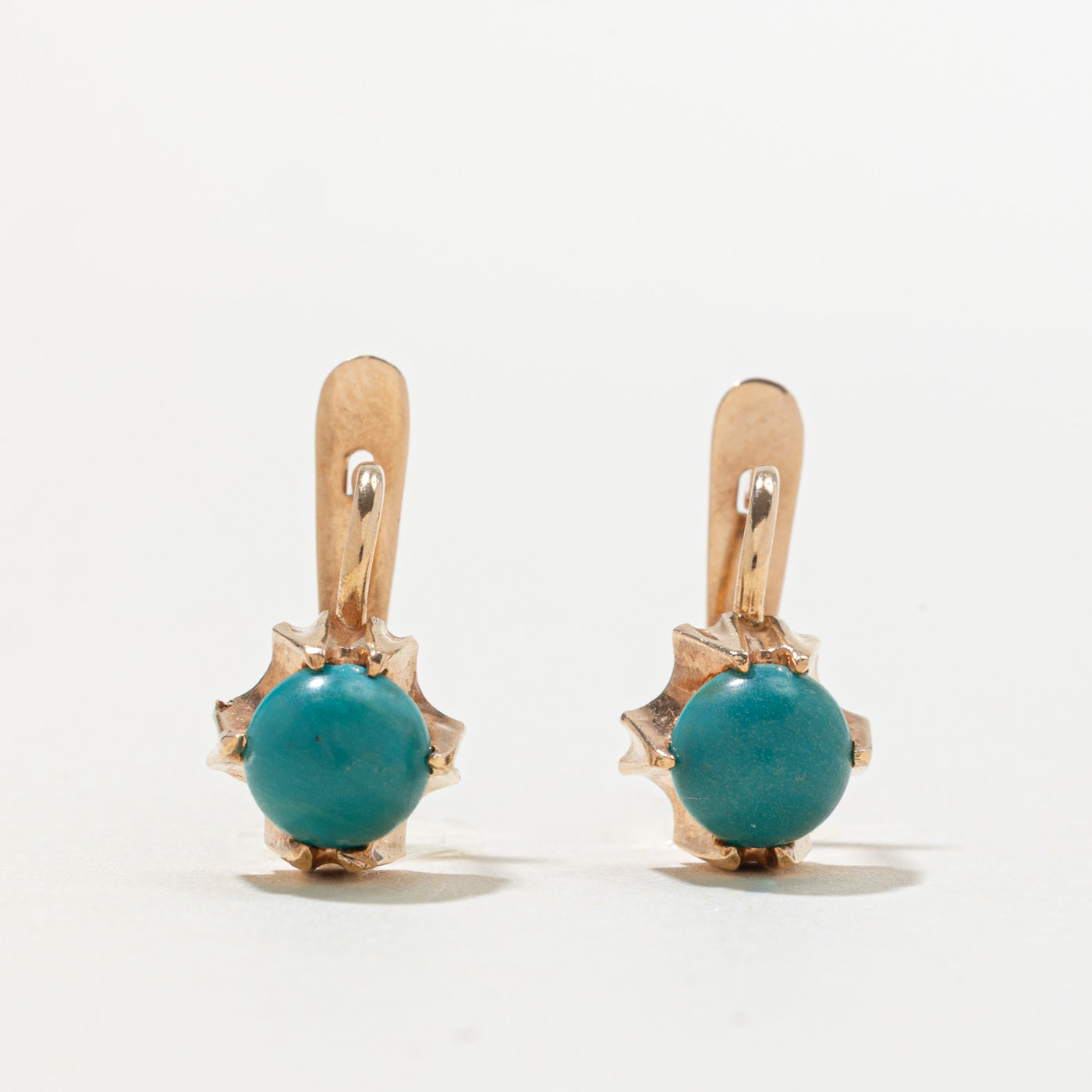 1983 Soviet Hallmarked Imitation Turquoise Earrings | 2.00ctw