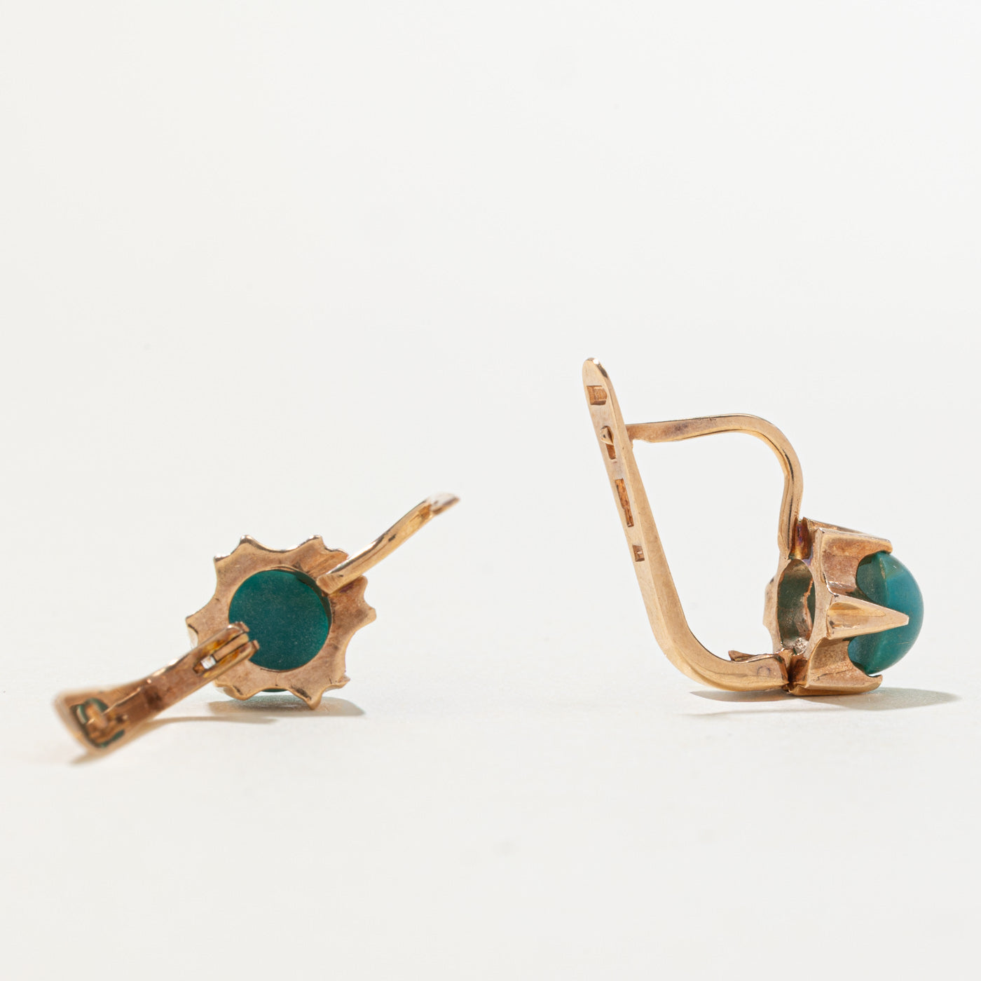 1983 Soviet Hallmarked Imitation Turquoise Earrings | 2.00ctw