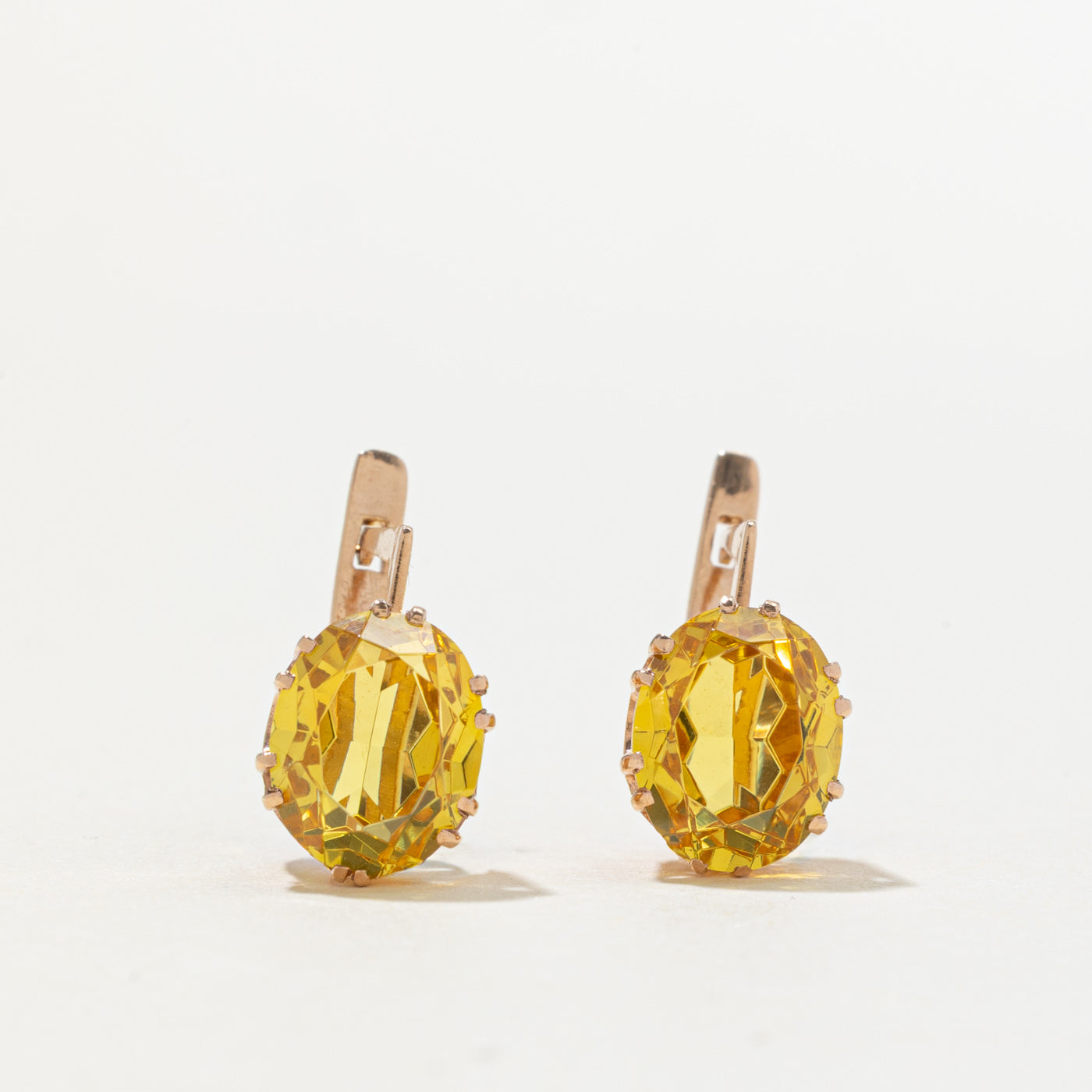 1974 Soviet Hallmarked Synthetic Sapphire Leverback Earrings | 6.20ctw
