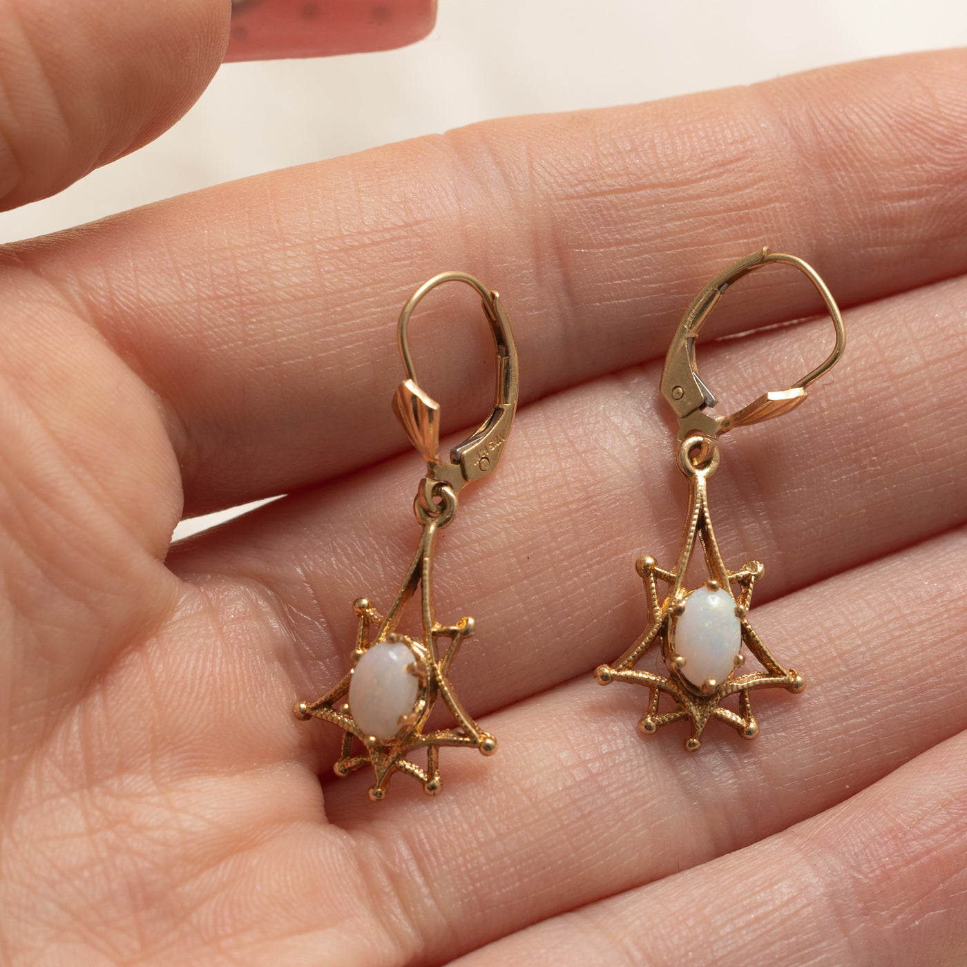 14k Opal Geometric Drop Earrings | 0.60ctw