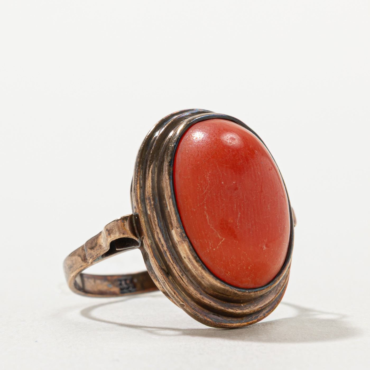 Bezel Set Coral Cocktail Ring | 6.00ct | SZ 6.75