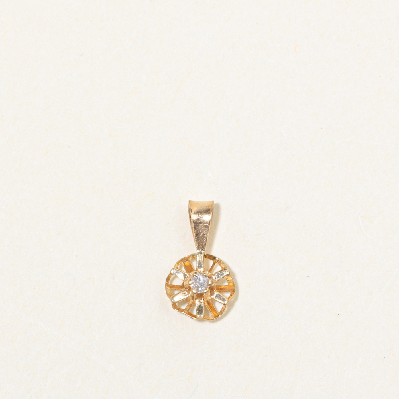 14k Belcher Set Diamond Petite Pendant