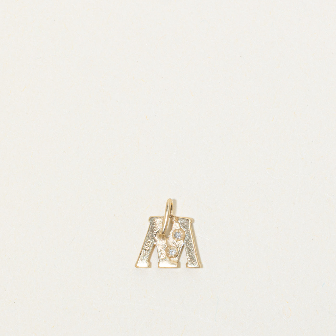 14k Diamond "M" Initial Pendant