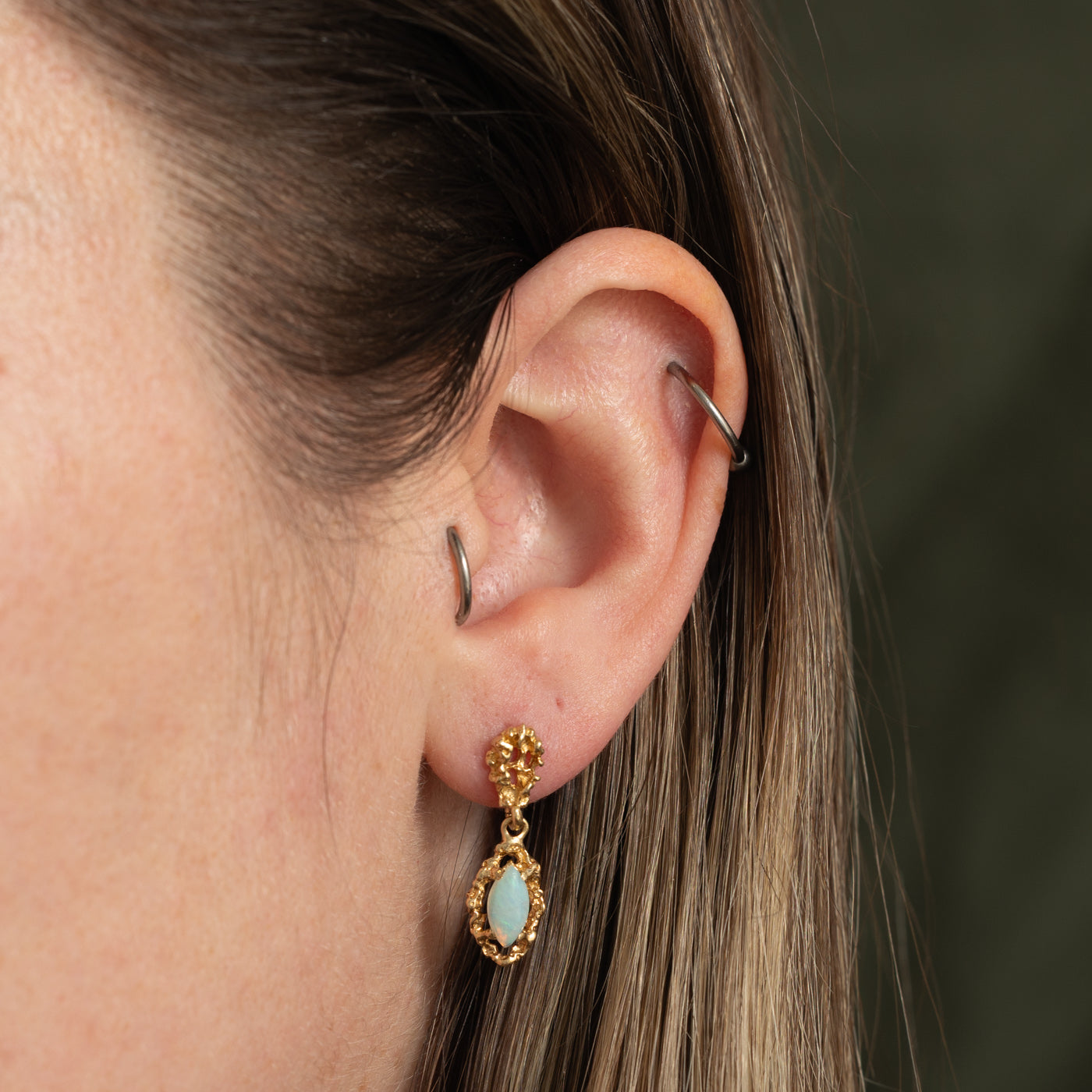 14k Opal Nuggety Drop Earrings | 0.50ctw