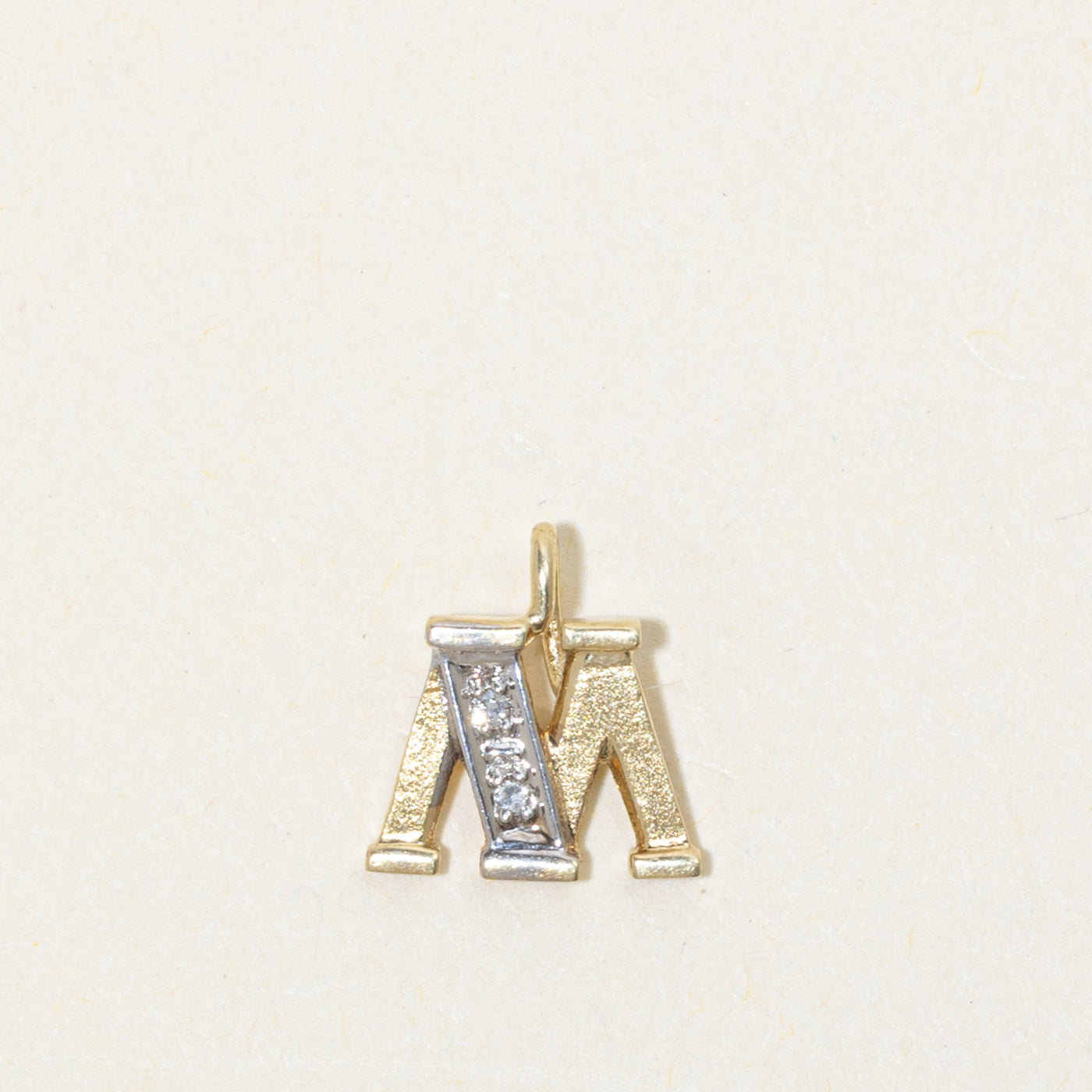 14k Diamond "M" Initial Pendant