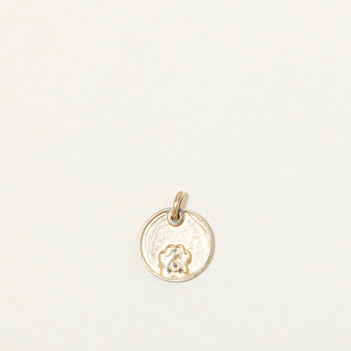 14k Diamond Paw Print Charm
