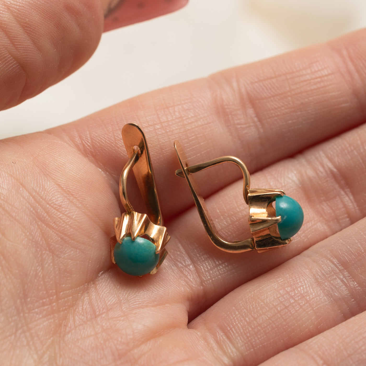 1983 Soviet Hallmarked Imitation Turquoise Earrings | 2.00ctw
