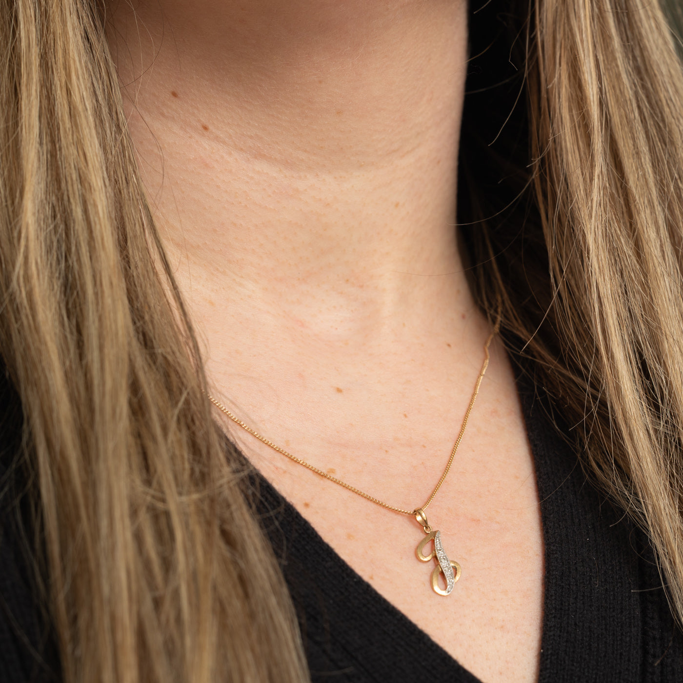 10k Diamond "J" Initial Pendant