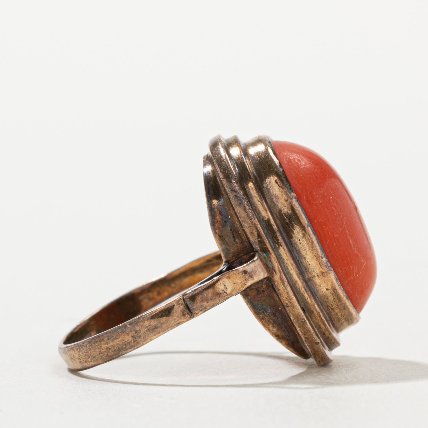 Bezel Set Coral Cocktail Ring | 6.00ct | SZ 6.75