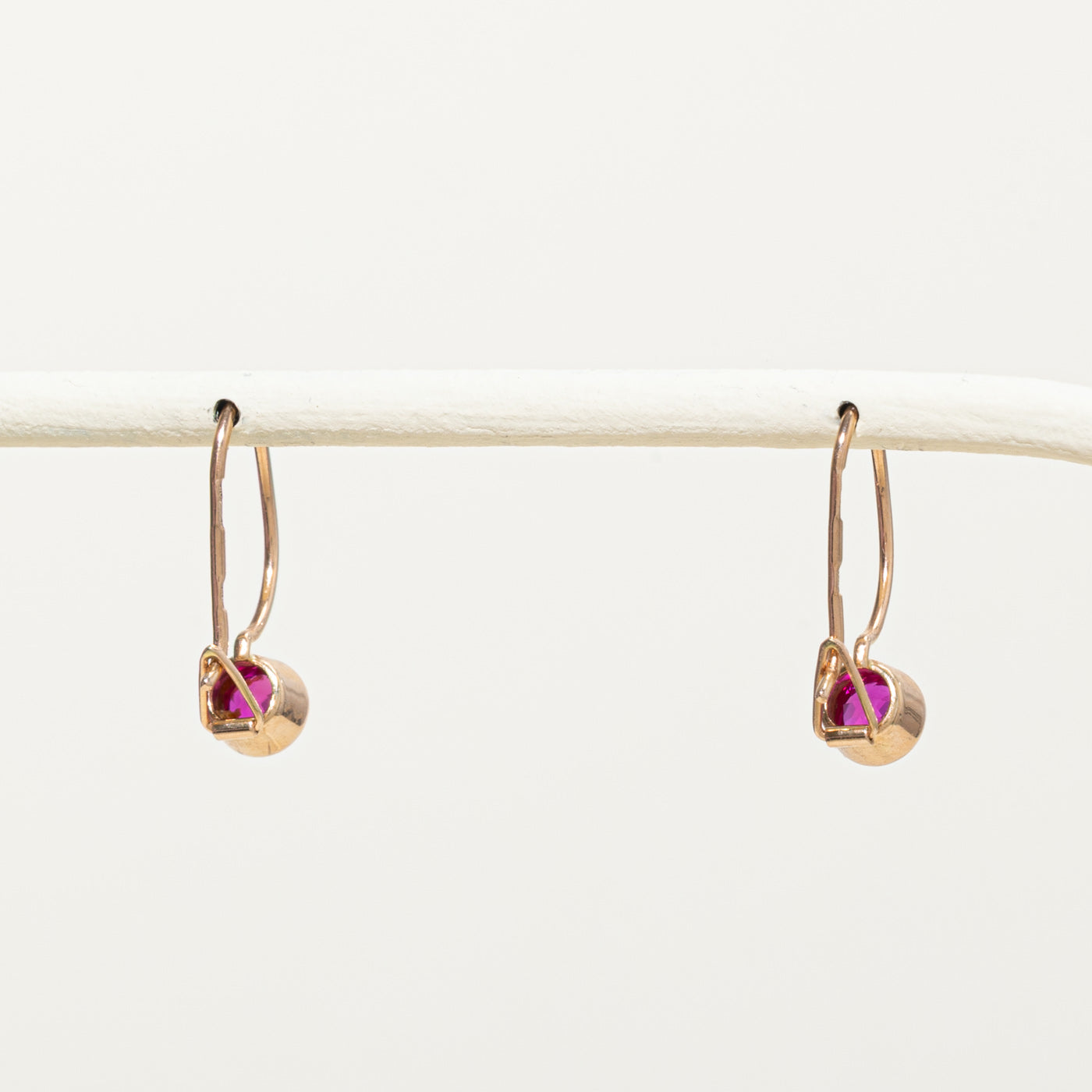 1977 Odesa Synthetic Ruby Drop Earrings | 0.70ctw