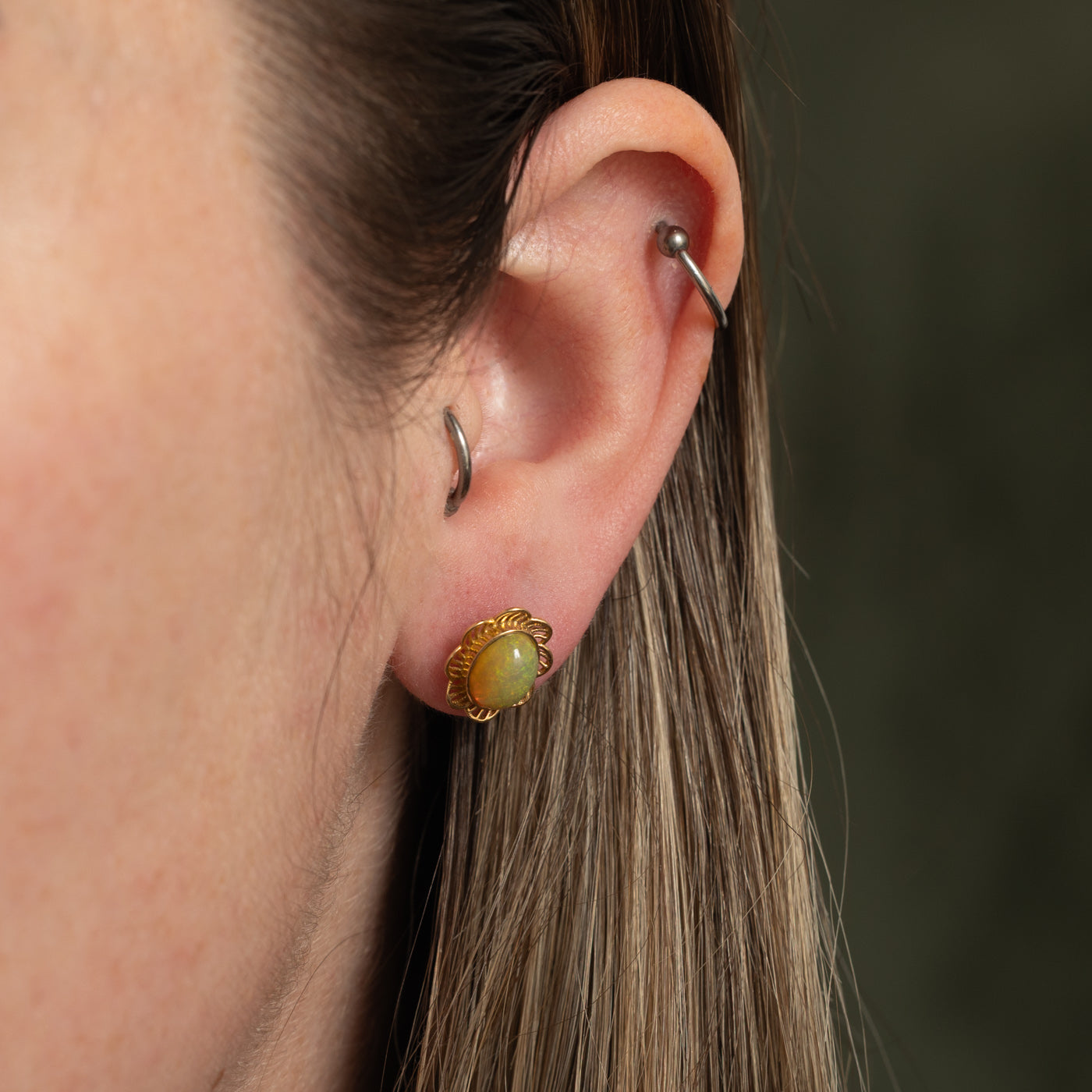 14k Opal Floral Stud Earrings | 2.20ctw
