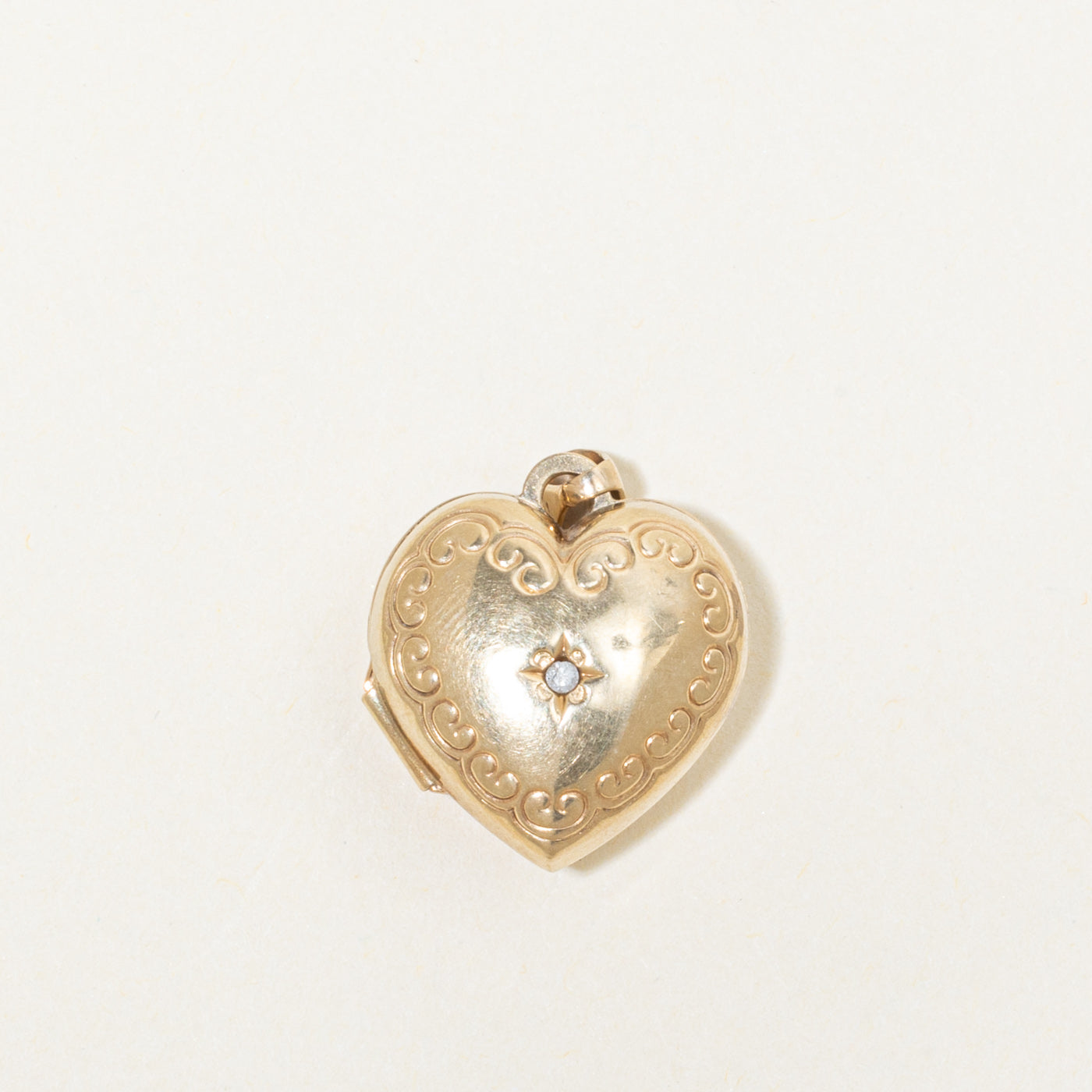 10k Diamond Engraved Heart Locket Pendant