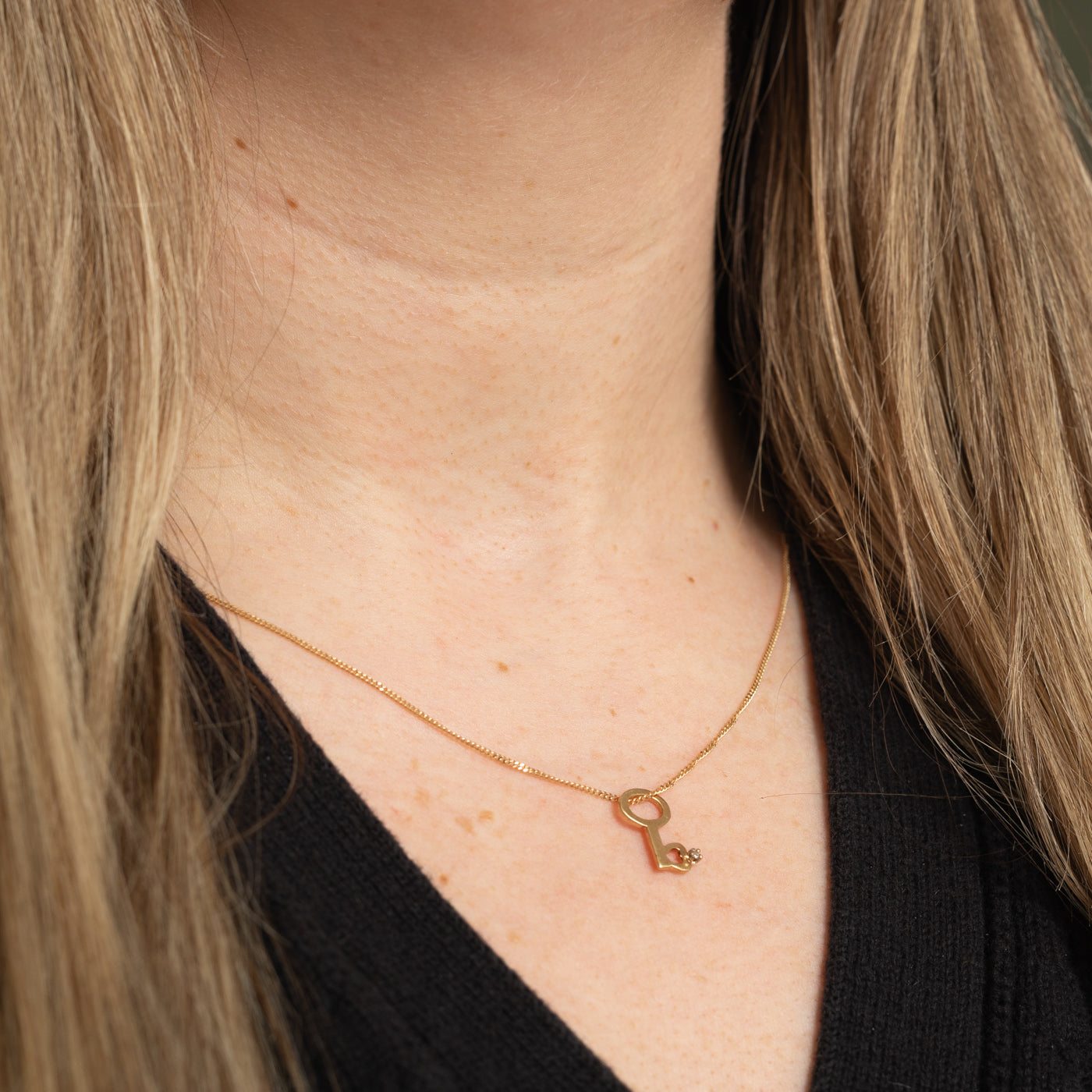 10k Diamond Key Charm