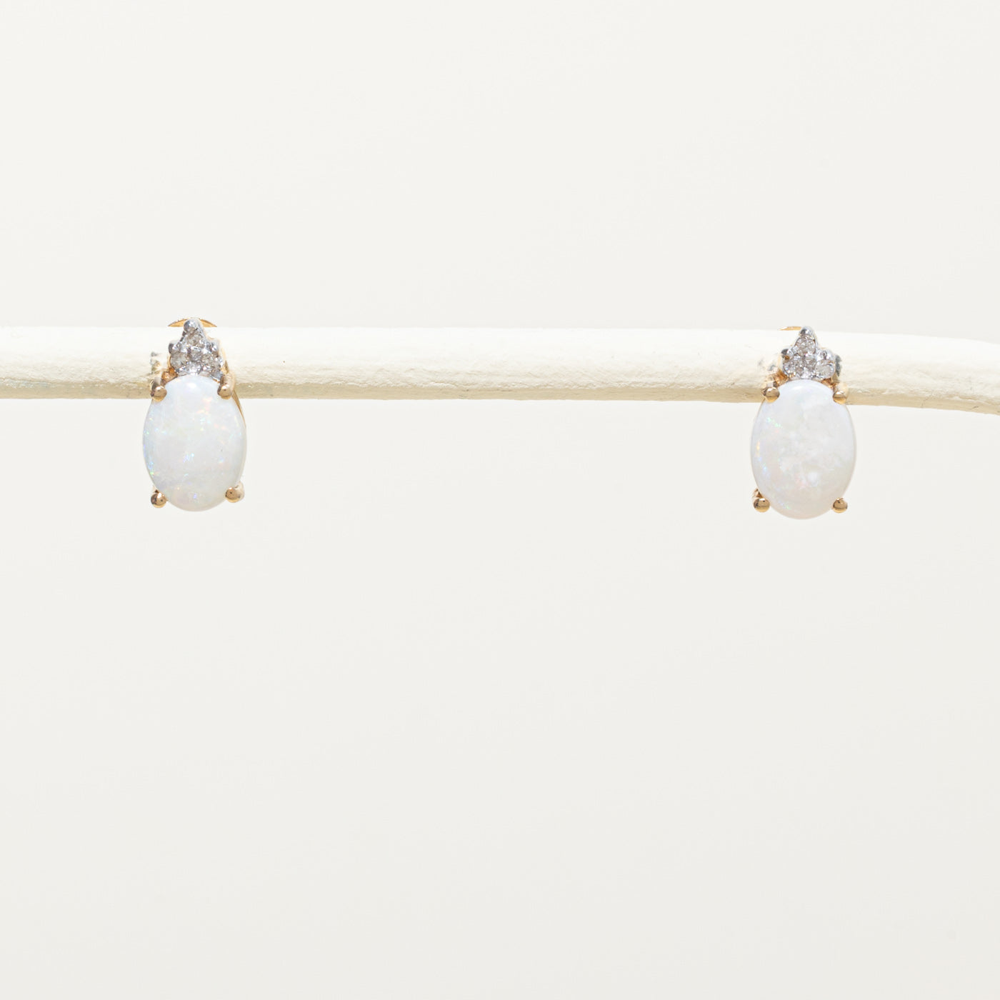 10k Opal & Diamond Stud Earrings | 1.00ctw, 0.03ctw