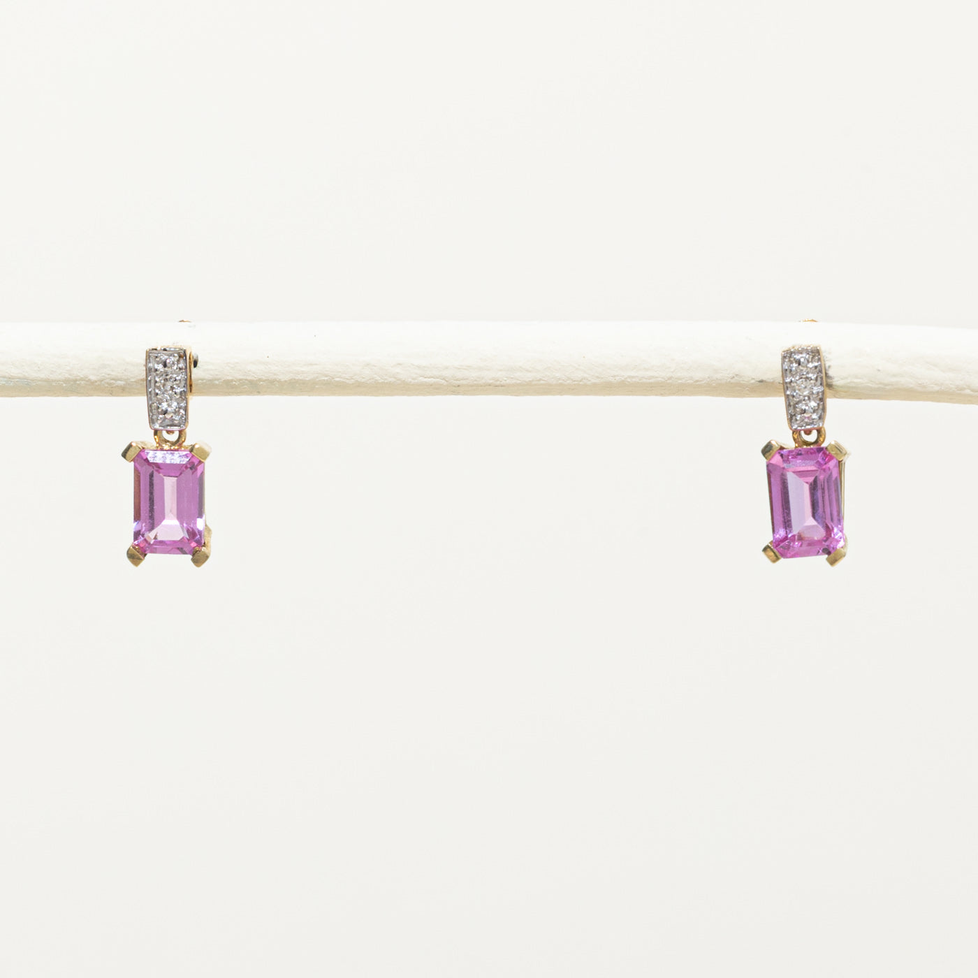 10k Synthetic Sapphire & Natural Diamond Stud Earrings | 1.20ctw, 0.01ctw