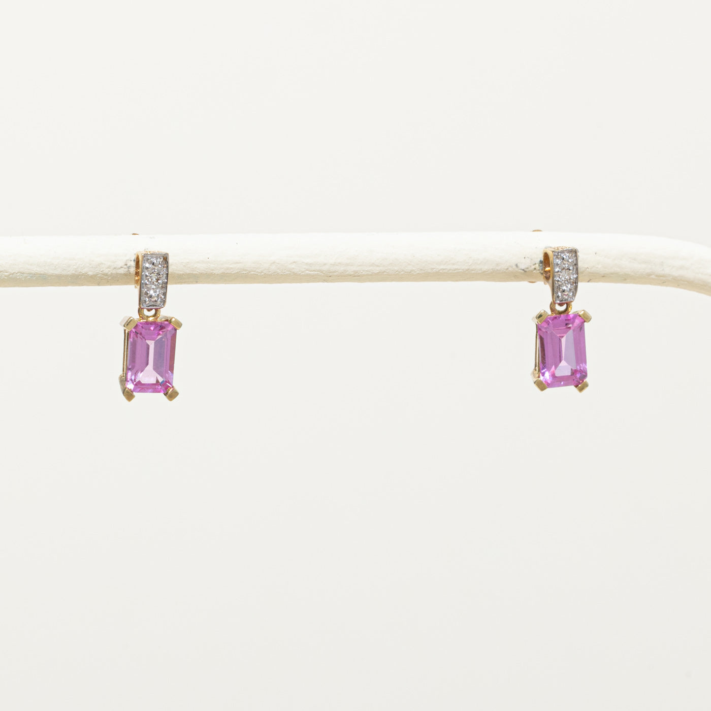 10k Synthetic Sapphire & Natural Diamond Stud Earrings | 1.20ctw, 0.01ctw