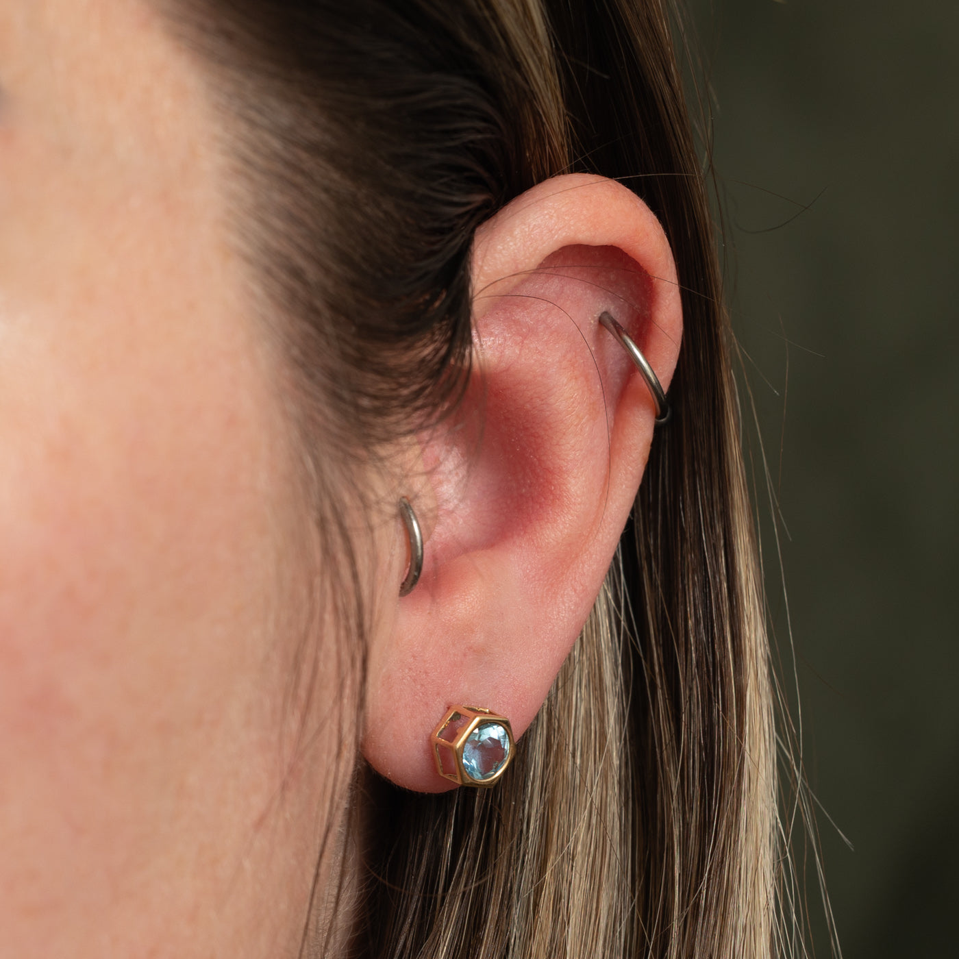 14k Topaz Geometric Stud Earrings | 1.20ctw
