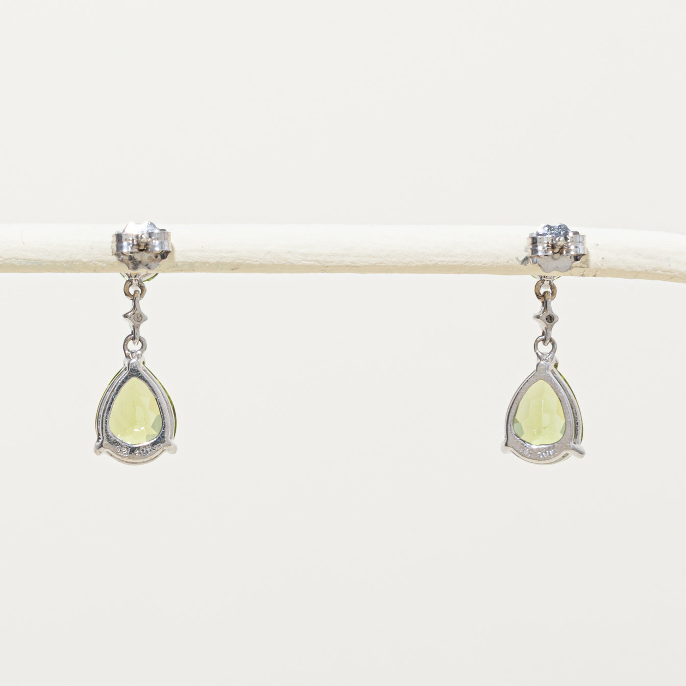 10k Peridot & Diamond Drop Earrings | 3.00ctw, 0.01ctw