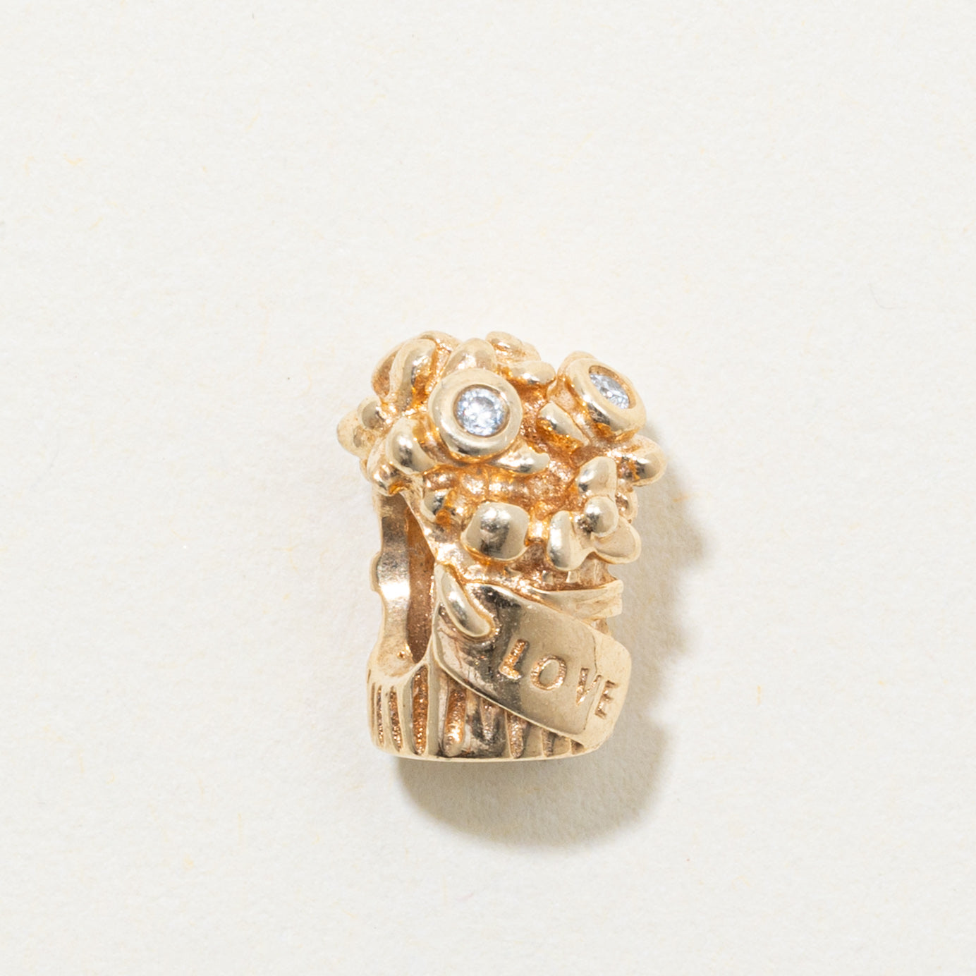 ‘Pandora’ 14k Diamond Floral Bouquet "Love" Charm