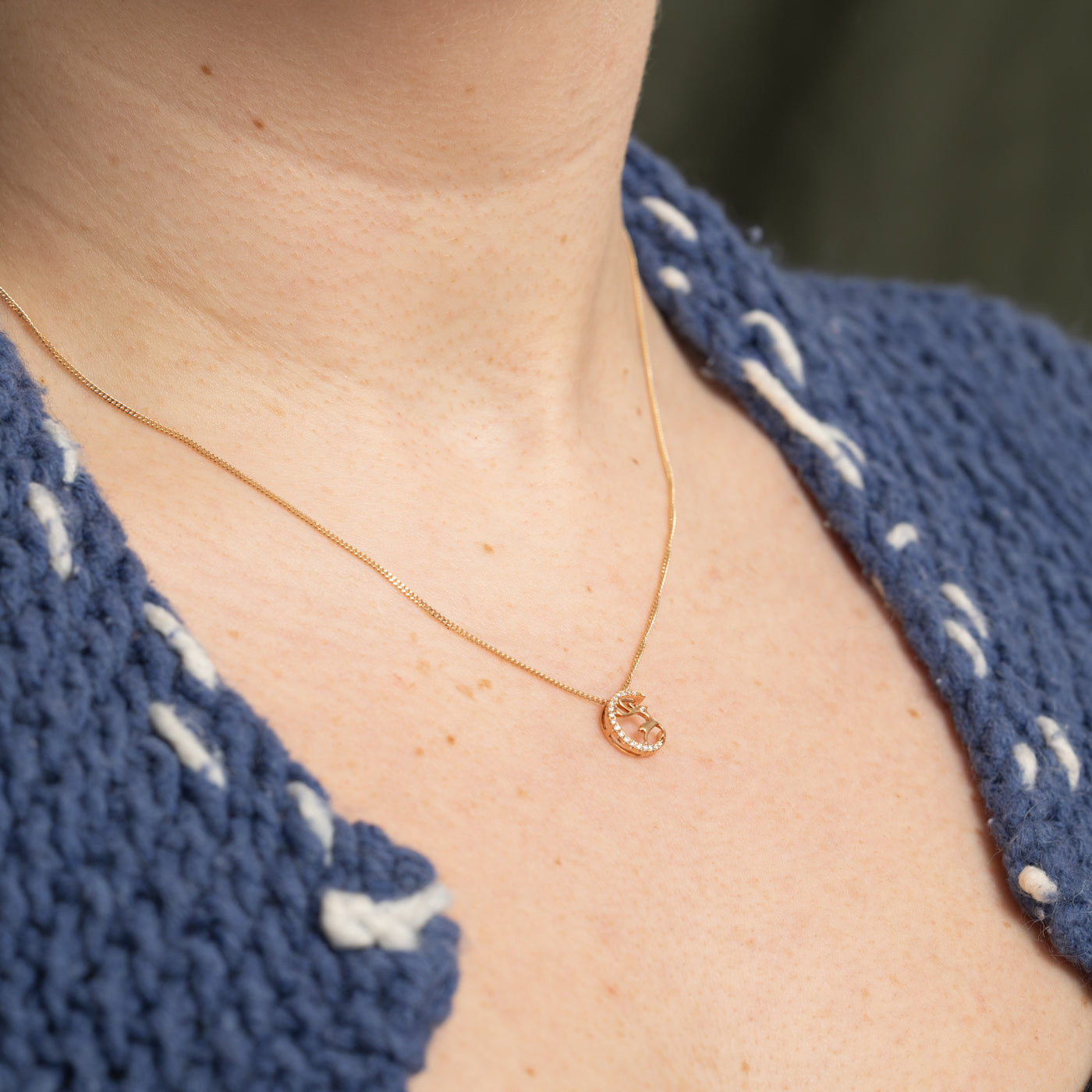 18k Diamond Deer Pendant