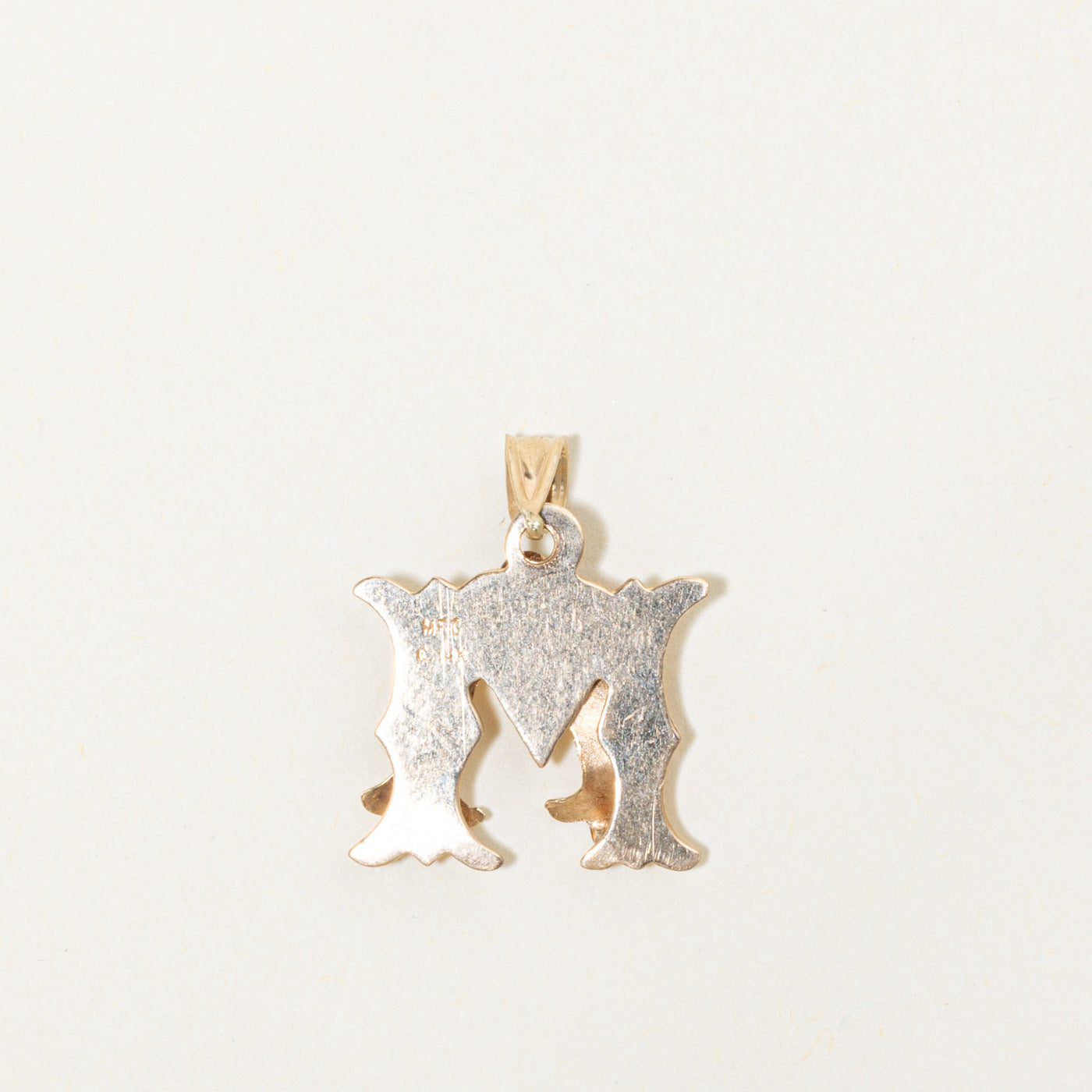14k Diamond "M" Initial Pendant