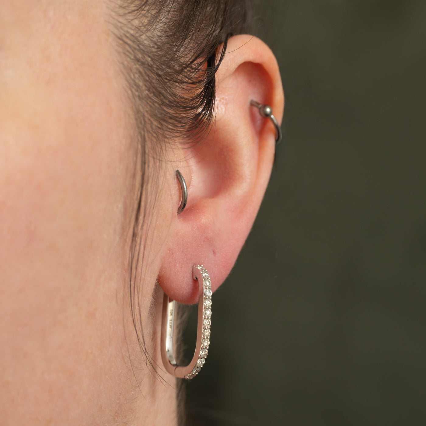 '100 Ways' 10k Diamond Soft Rectangle Hoop Earrings | 1.00ctw